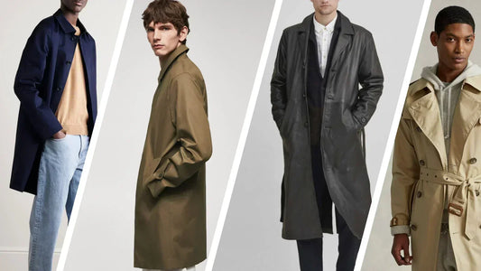 Men in affordable trench coats for all seasons