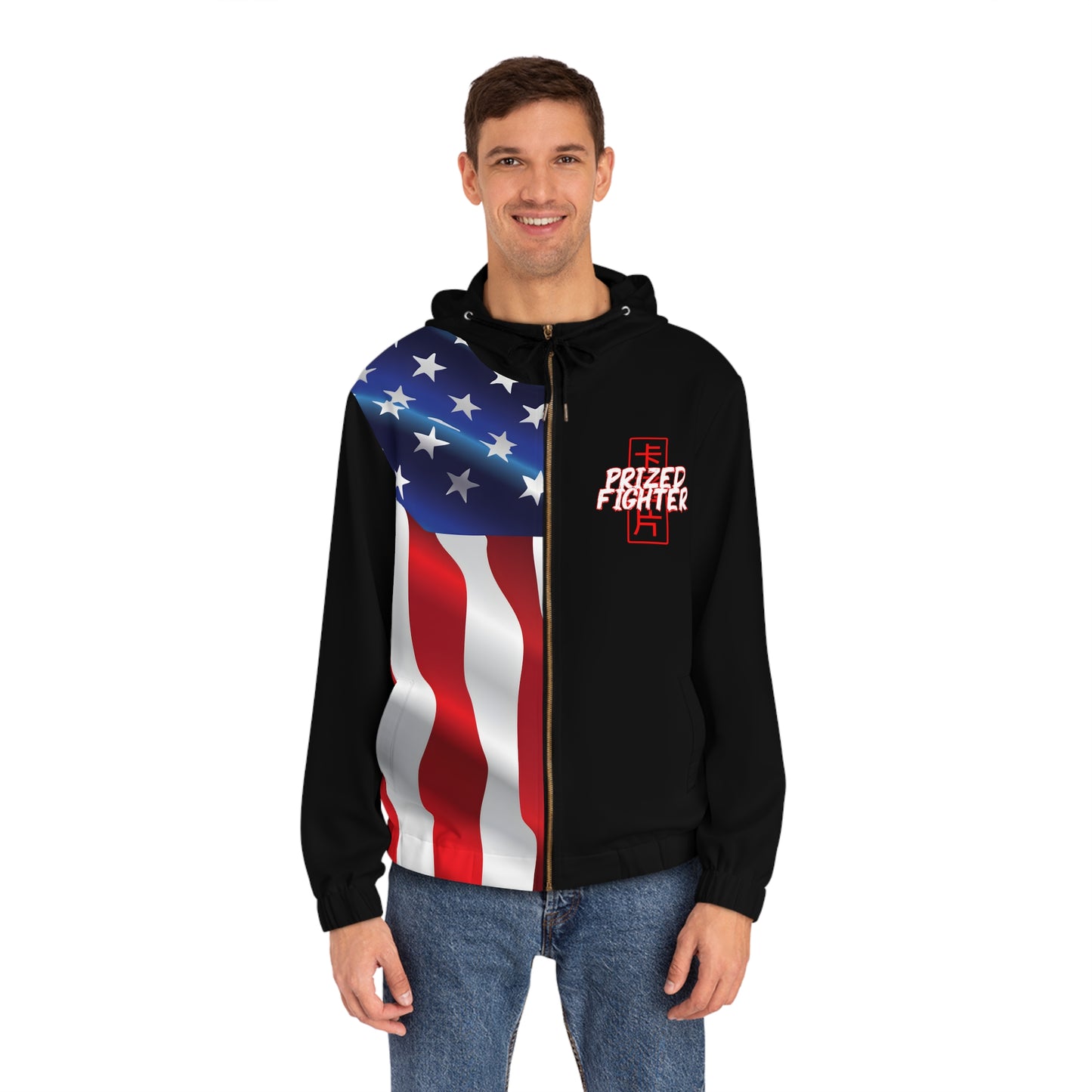 Kǎtōng Piàn – Prized Fighter Collection – Amerika – 004 – Herren-Hoodie mit durchgehendem Reißverschluss