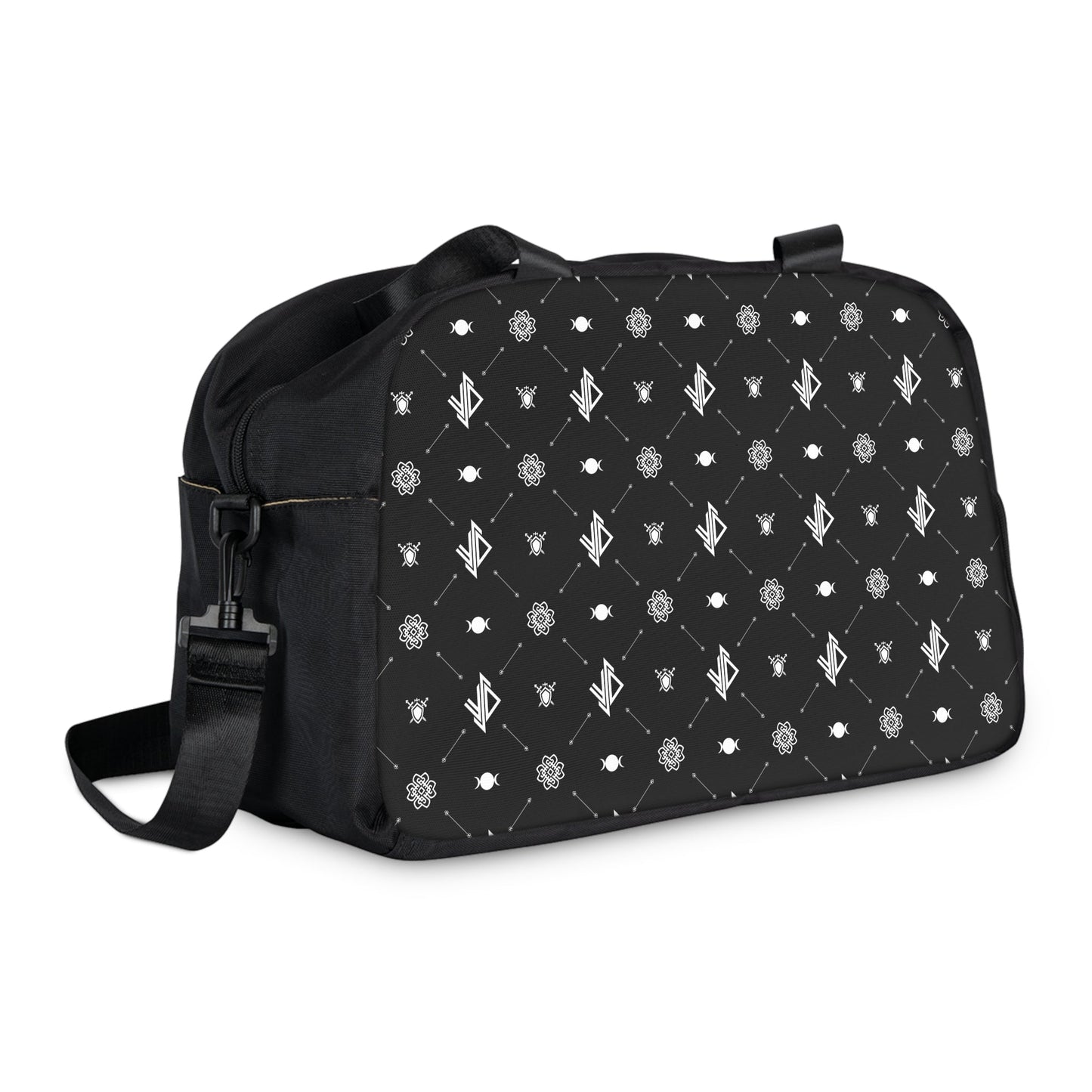 Stylish Fitness Handbag for Gym & Daily Use – Black Pattern Design Printify