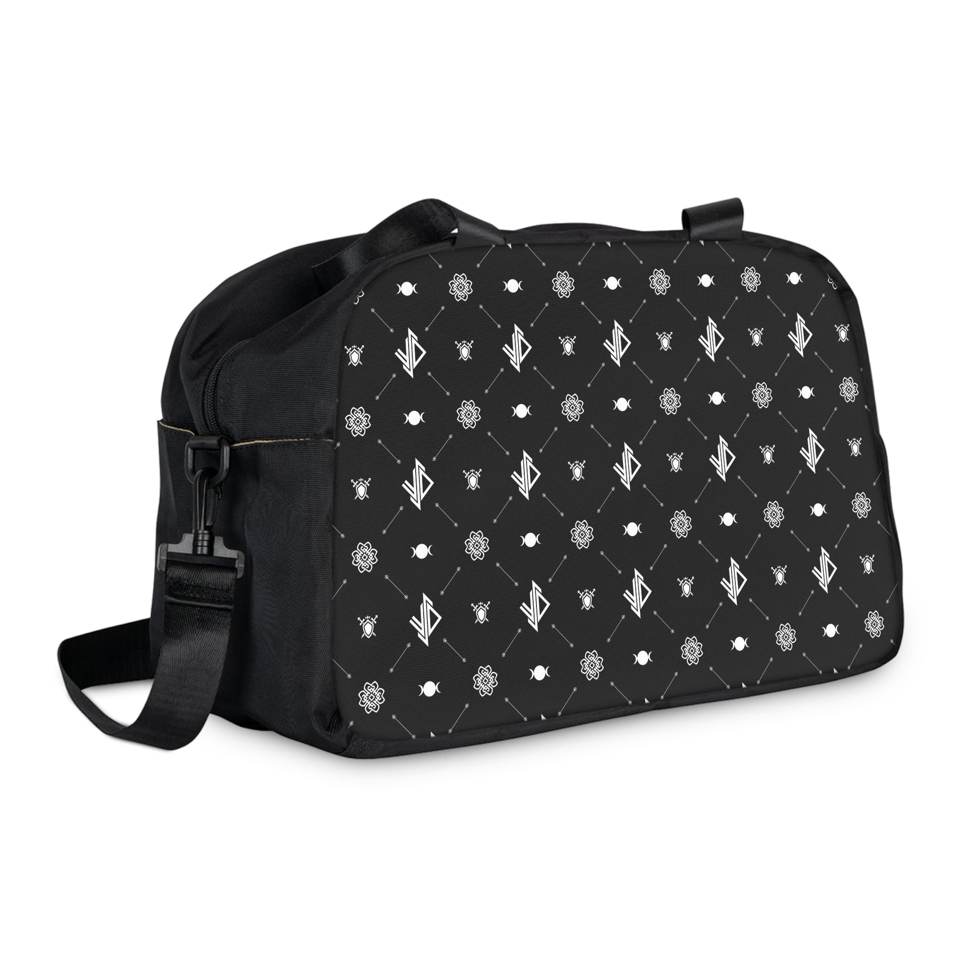 Stylish Fitness Handbag for Gym & Daily Use – Black Pattern Design Printify