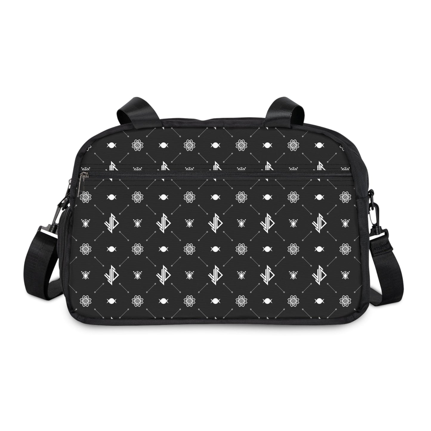Stylish Fitness Handbag for Gym & Daily Use – Black Pattern Design Printify