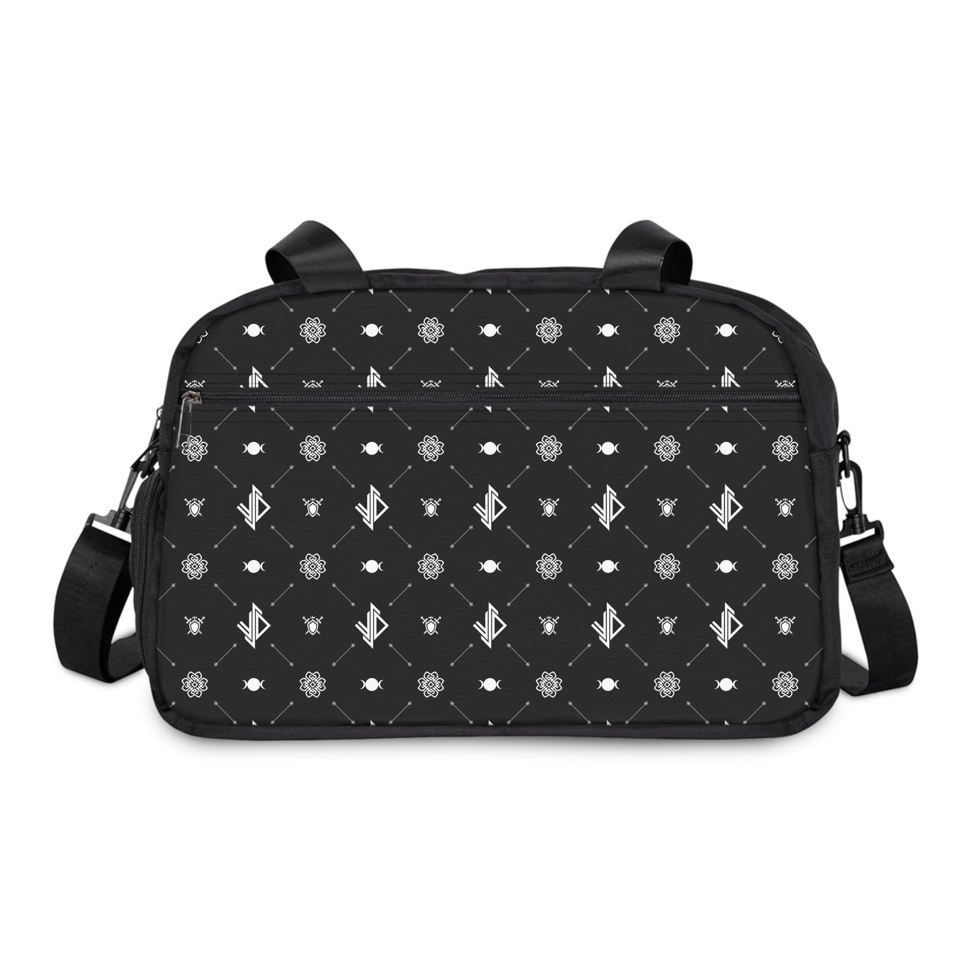 Stylish Fitness Handbag for Gym & Daily Use – Black Pattern Design Printify