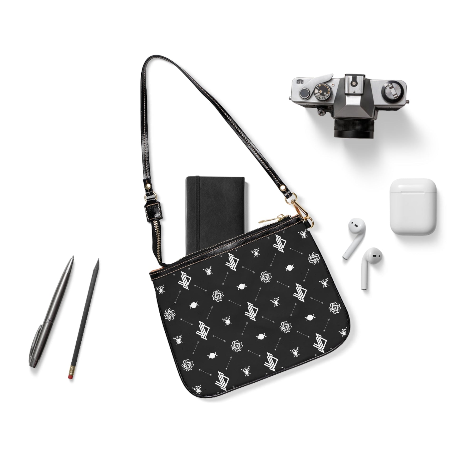 Stylish Small Triple Moon Shoulder Bag with Modern Patterns Printify