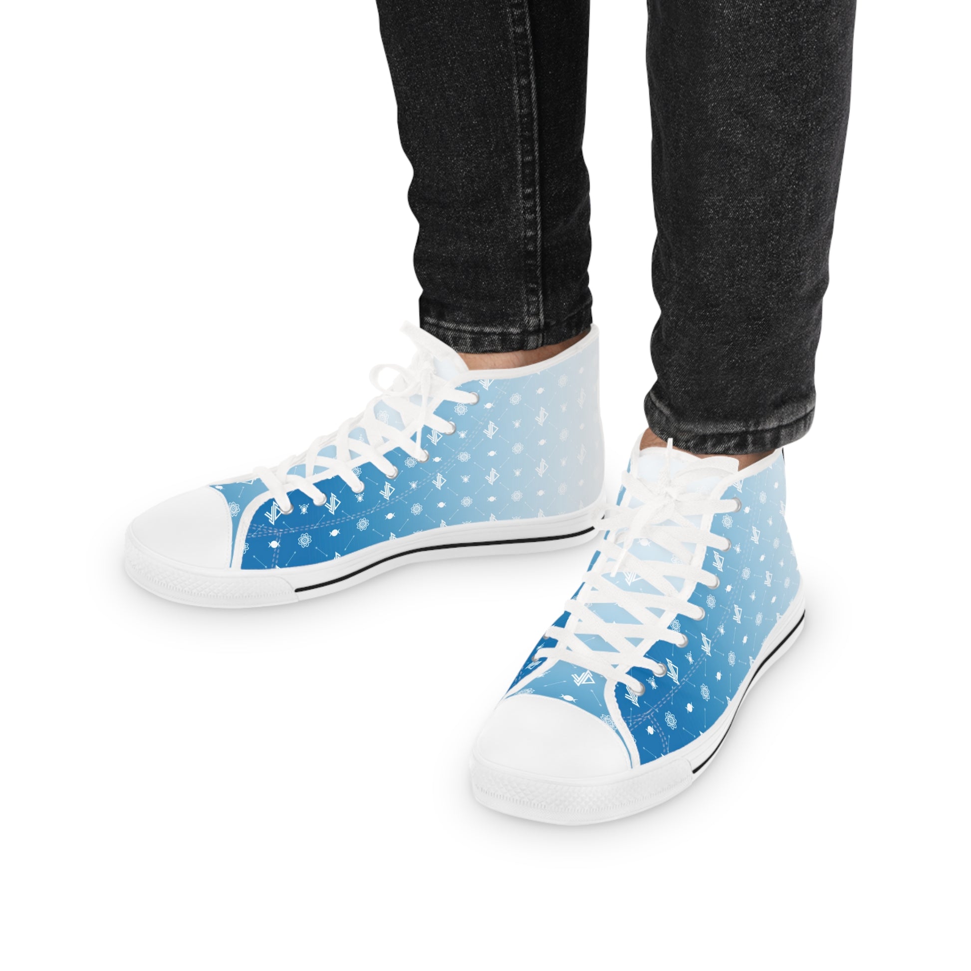 Gradient Blue High Top Sneakers - Stylish Urban Footwear for Casual Wear - Verdine Daniels