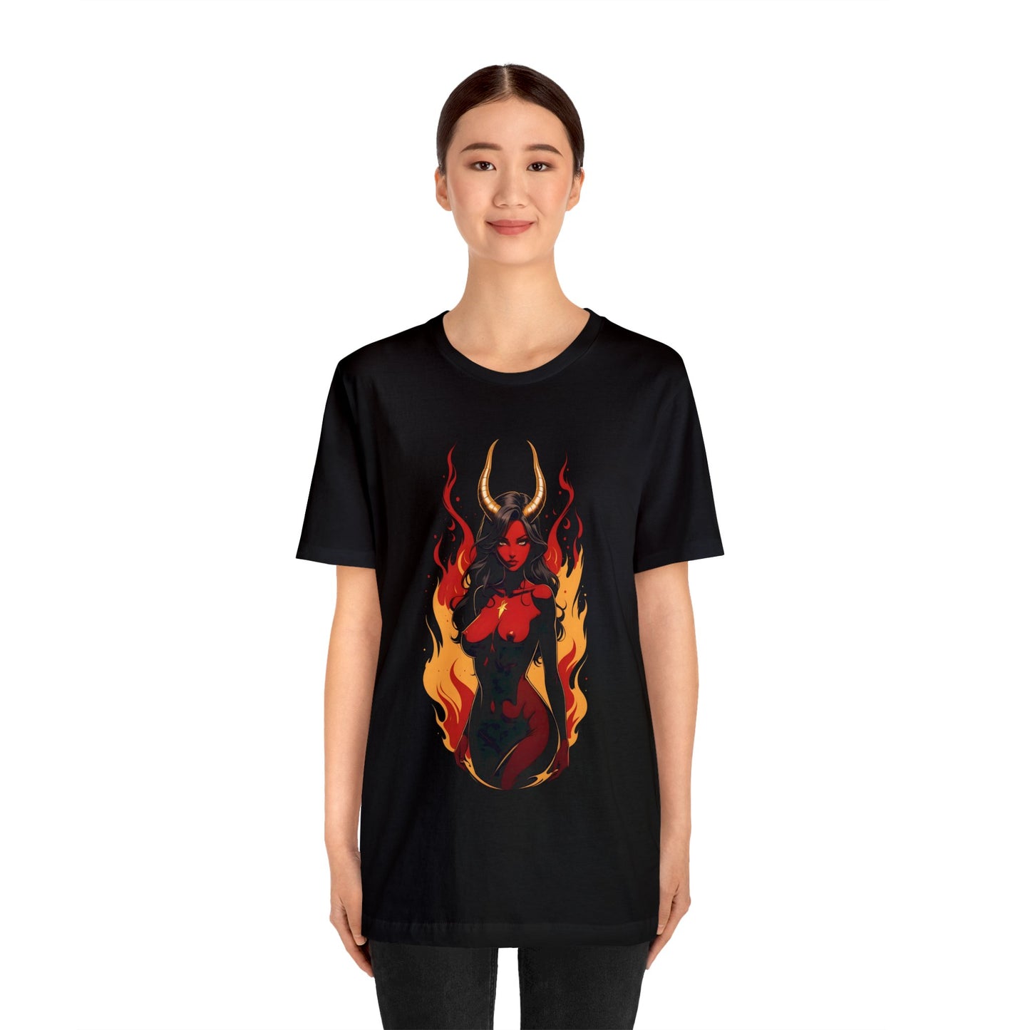Kǎtōng Piàn - Devil Woman Collection - Ebony - Unisex Jersey Short Sleeve Tee Printify