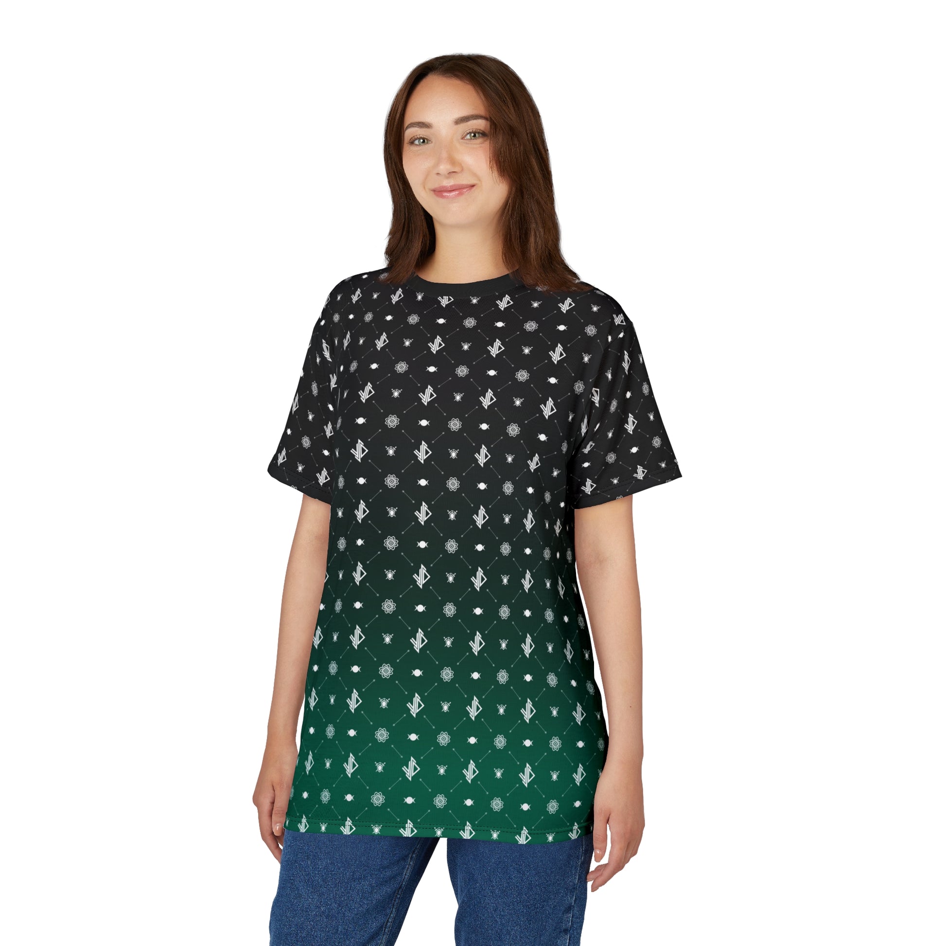 Dynamic Unisex Cut & Sew Tee with Geometric Pattern - Stylish and Versatile for Every Occasion - Verdine Daniels