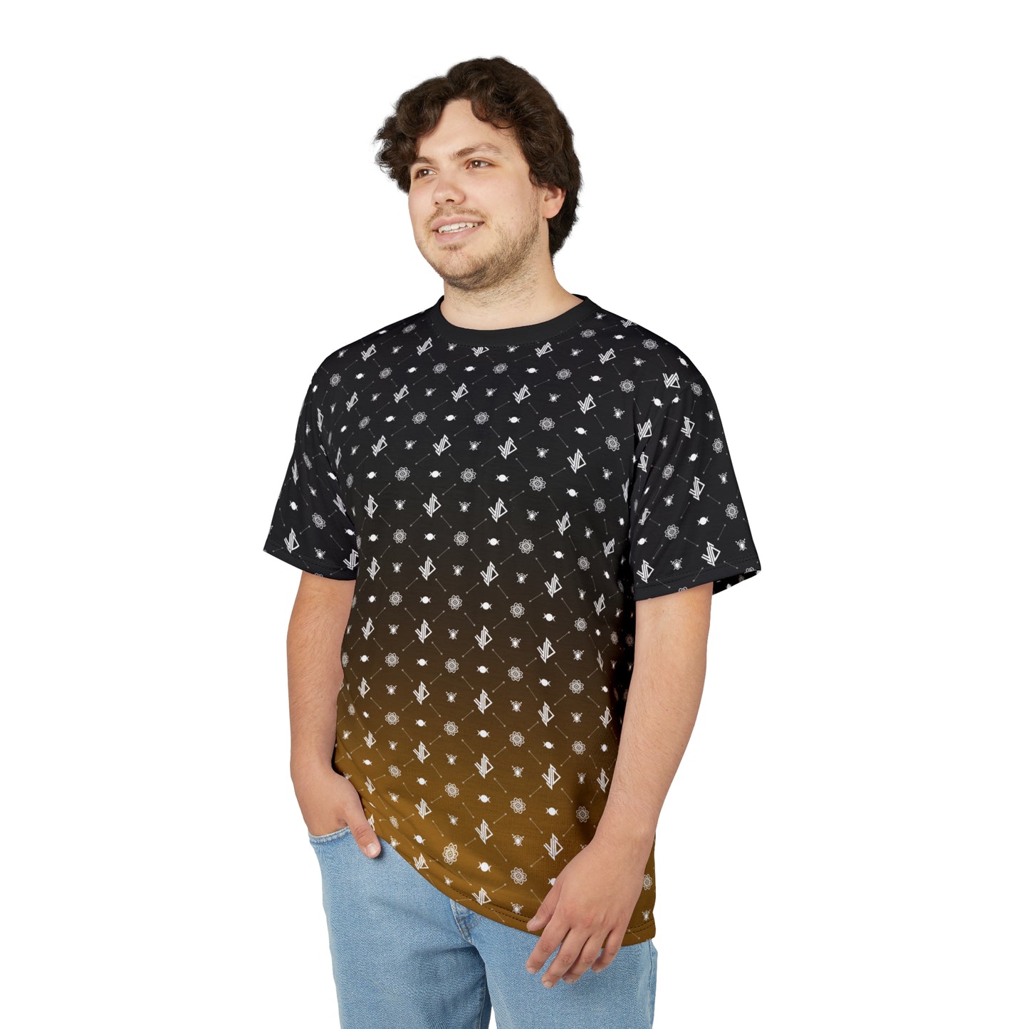 Stylish Unisex Cut & Sew Tee with Gradient Pattern - Perfect for Casual Outings & Everyday Wear