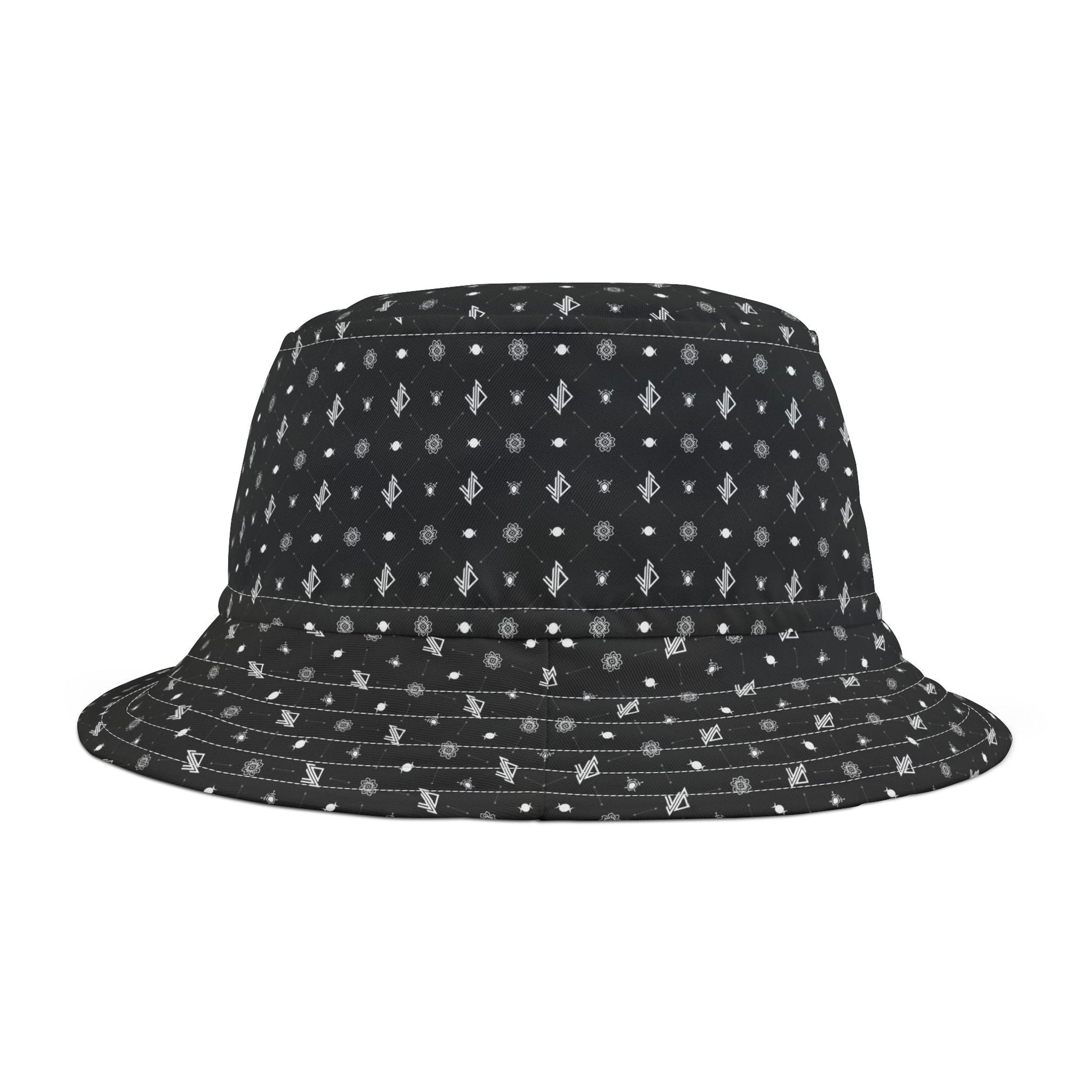Stylish Triple Moon Black Patterned Bucket Hat - Perfect for Summer Festivals and Casual Outings - Verdine Daniels