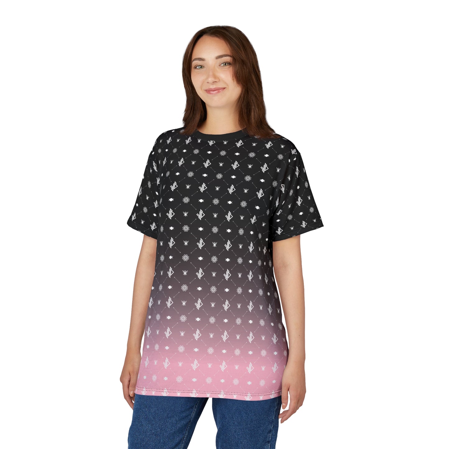 Trendy Unisex Cut & Sew Tee - Stylish Pink Gradient Design for Daily Wear