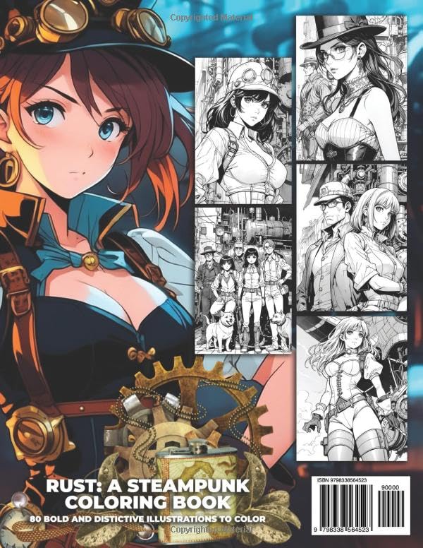 RUST: A Steampunk Manga Coloring Adventure: 80 Bold and Distinctive Illustrations to Color Verdine Daniels