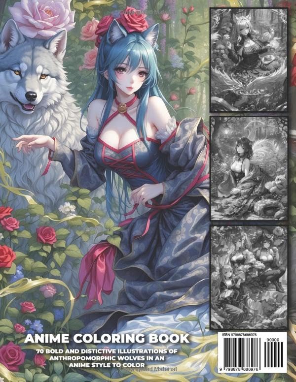 Anime Coloring Book: Running With Wolves Coloring Book for Teens and Adults: 70 Bold and Distinctive Illustrations Of Anthropomorphic Wolves To Color Verdine Daniels