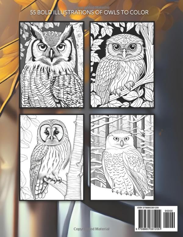 Majestic Animals: Owls Coloring Book for Adults: 55 Illustrations of Snowy owls, Bran Owls, Eurasian Eagle-Owls and more! - Coloring Book for Teens and Grown-Ups Verdine Daniels