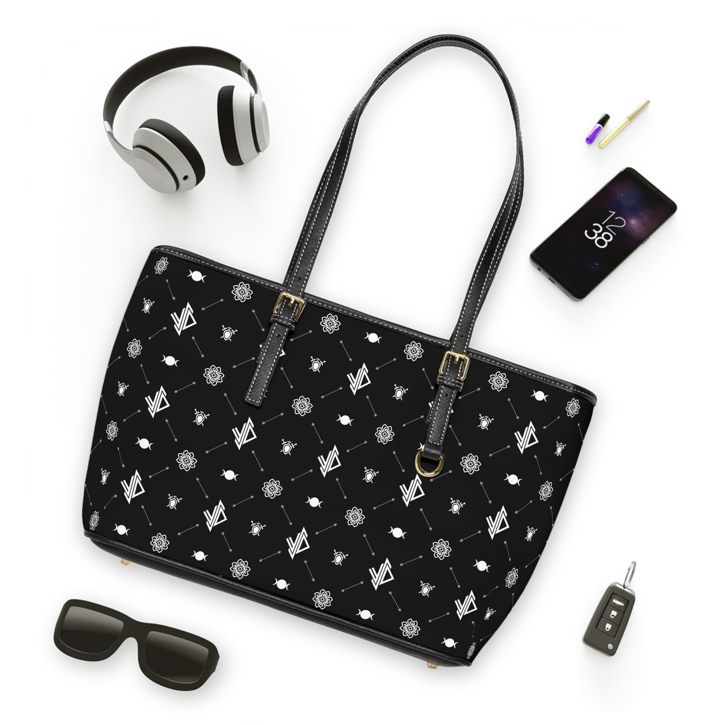 Chic Triple Moon PU Leather Shoulder Bag with Modern Pattern