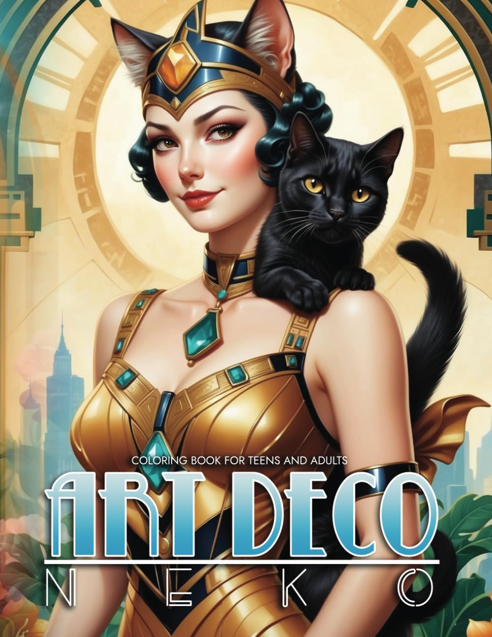 Art Deco Neko Coloring Book For Teens And Adults: 70 Bold And Dreamy Art Deco Fashion Illustrations of Cats and Cat People To Color Verdine Daniels