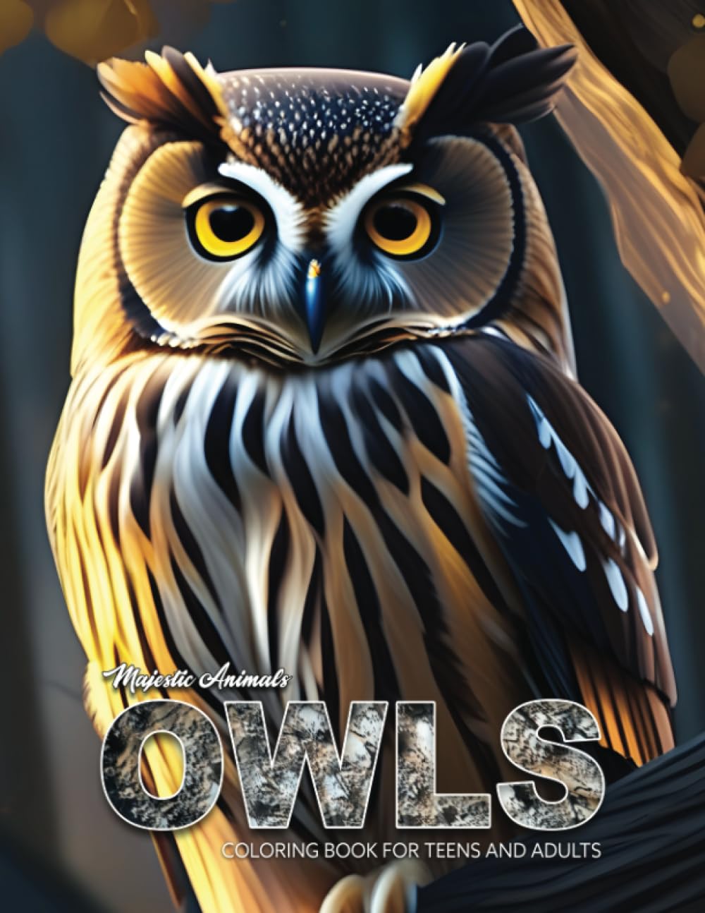 Majestic Animals: Owls Coloring Book for Adults: 55 Illustrations of Snowy owls, Bran Owls, Eurasian Eagle-Owls and more! - Coloring Book for Teens and Grown-Ups Verdine Daniels