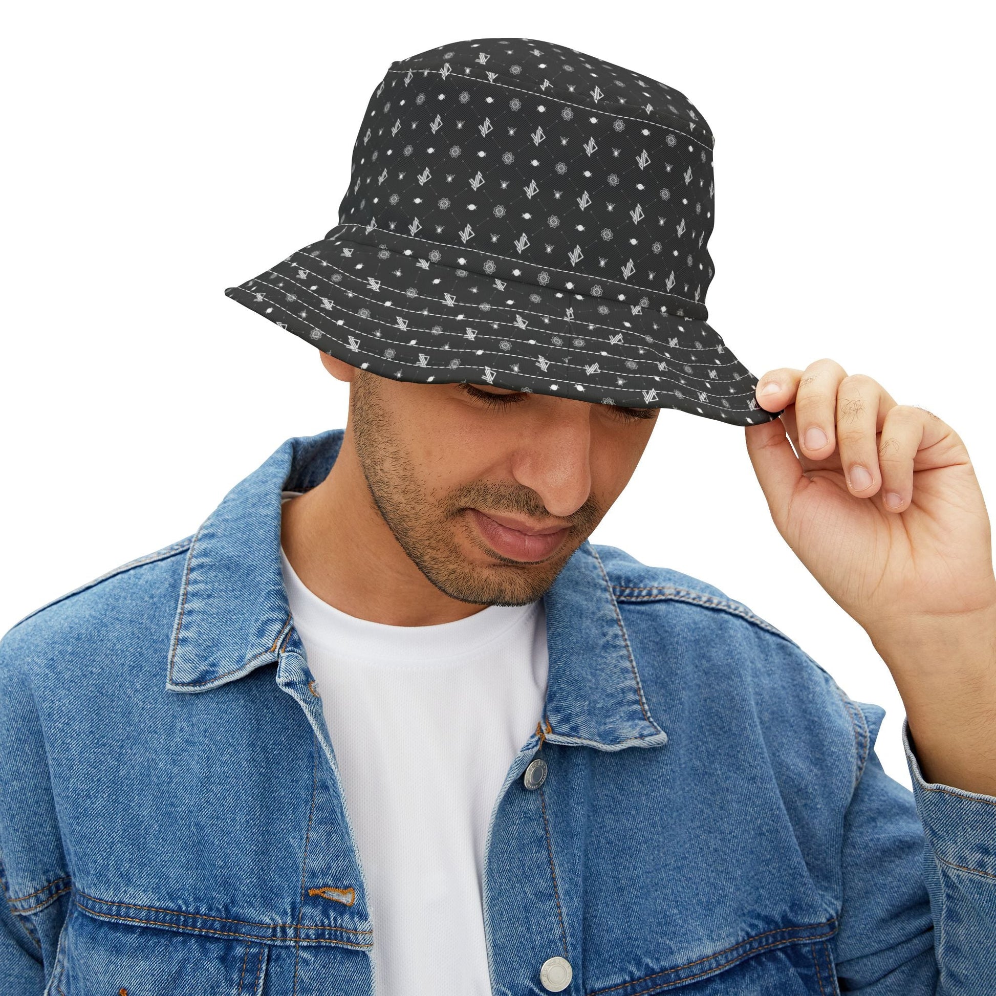 Stylish Triple Moon Black Patterned Bucket Hat - Perfect for Summer Festivals and Casual Outings - Verdine Daniels