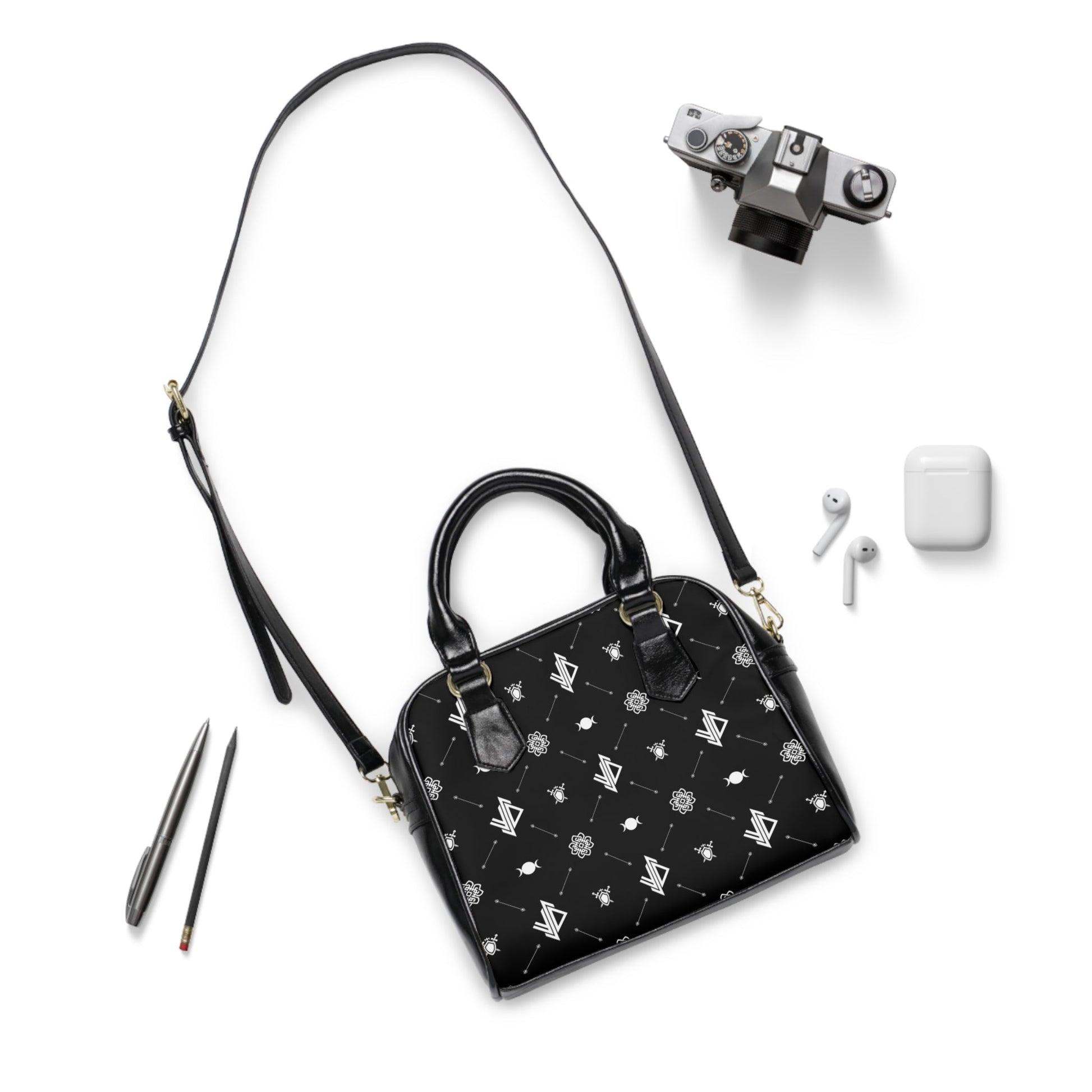 Chic Black Triple Moon Shoulder Handbag - Stylish Tote for Everyday Use Printify