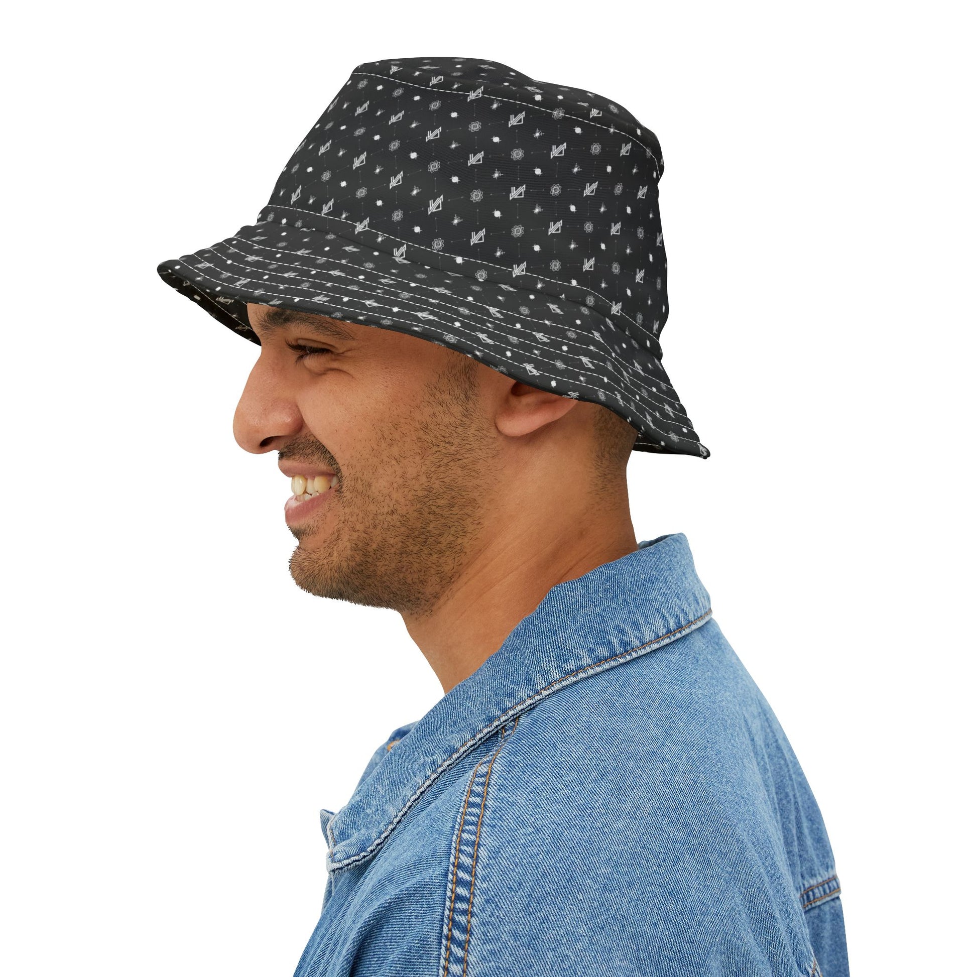Stylish Triple Moon Black Patterned Bucket Hat - Perfect for Summer Festivals and Casual Outings - Verdine Daniels