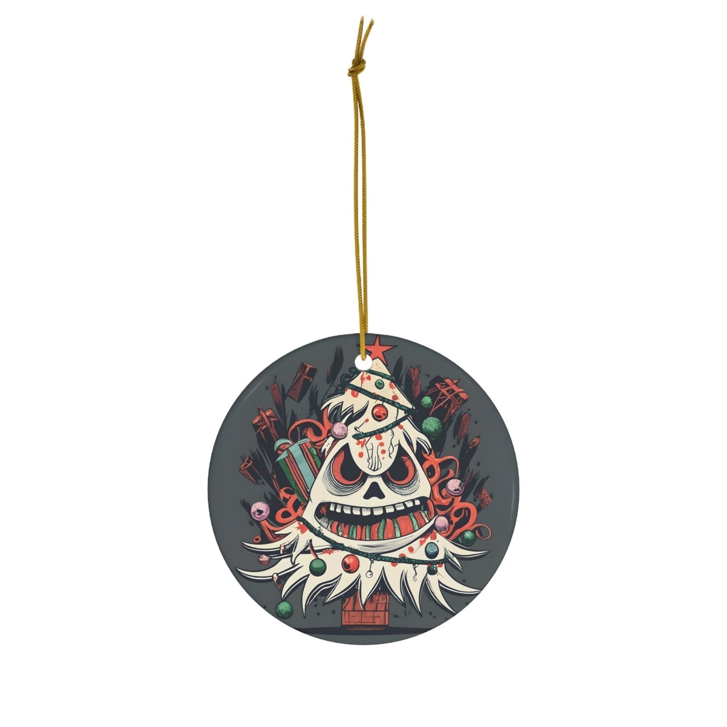 Dark Kult Bad Christmas Tree Ceramic Ornament, 4 Shapes Verdine Daniels