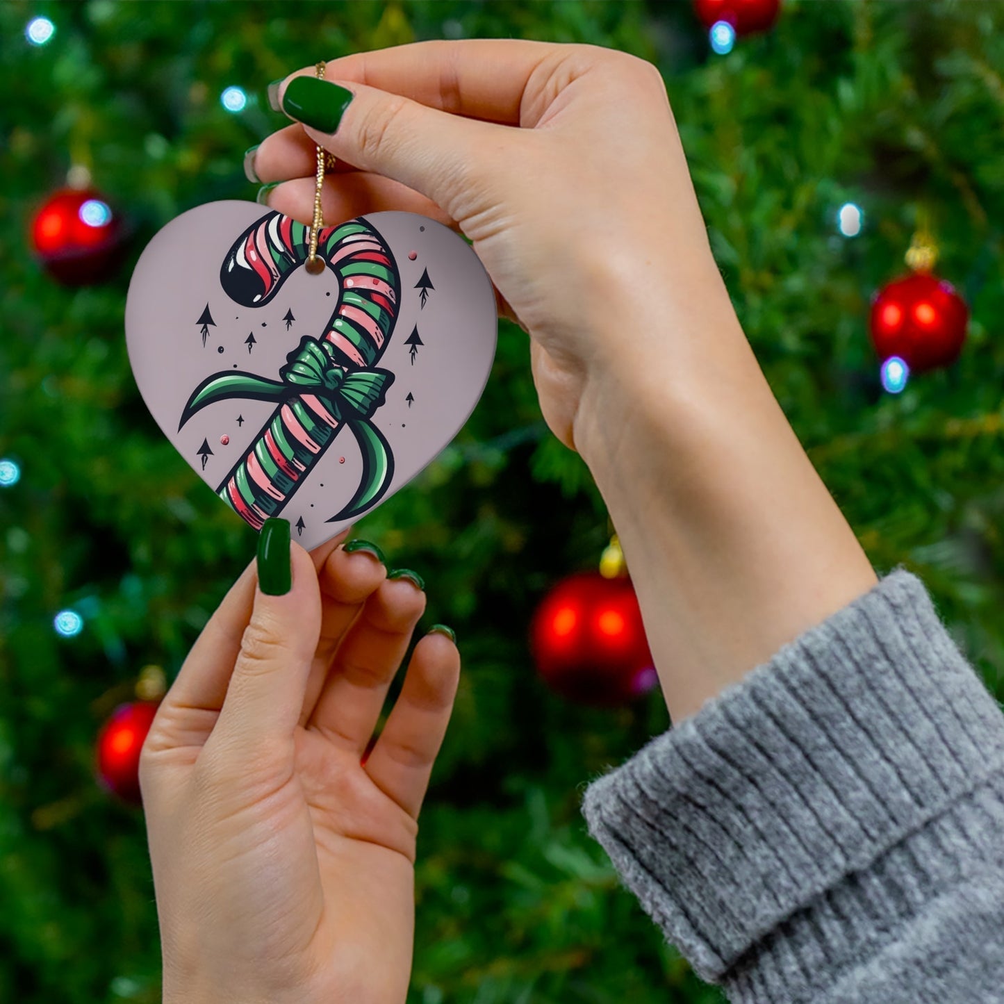 Dark Kult Candy Cane Ceramic Ornament, 4 Shapes Verdine Daniels