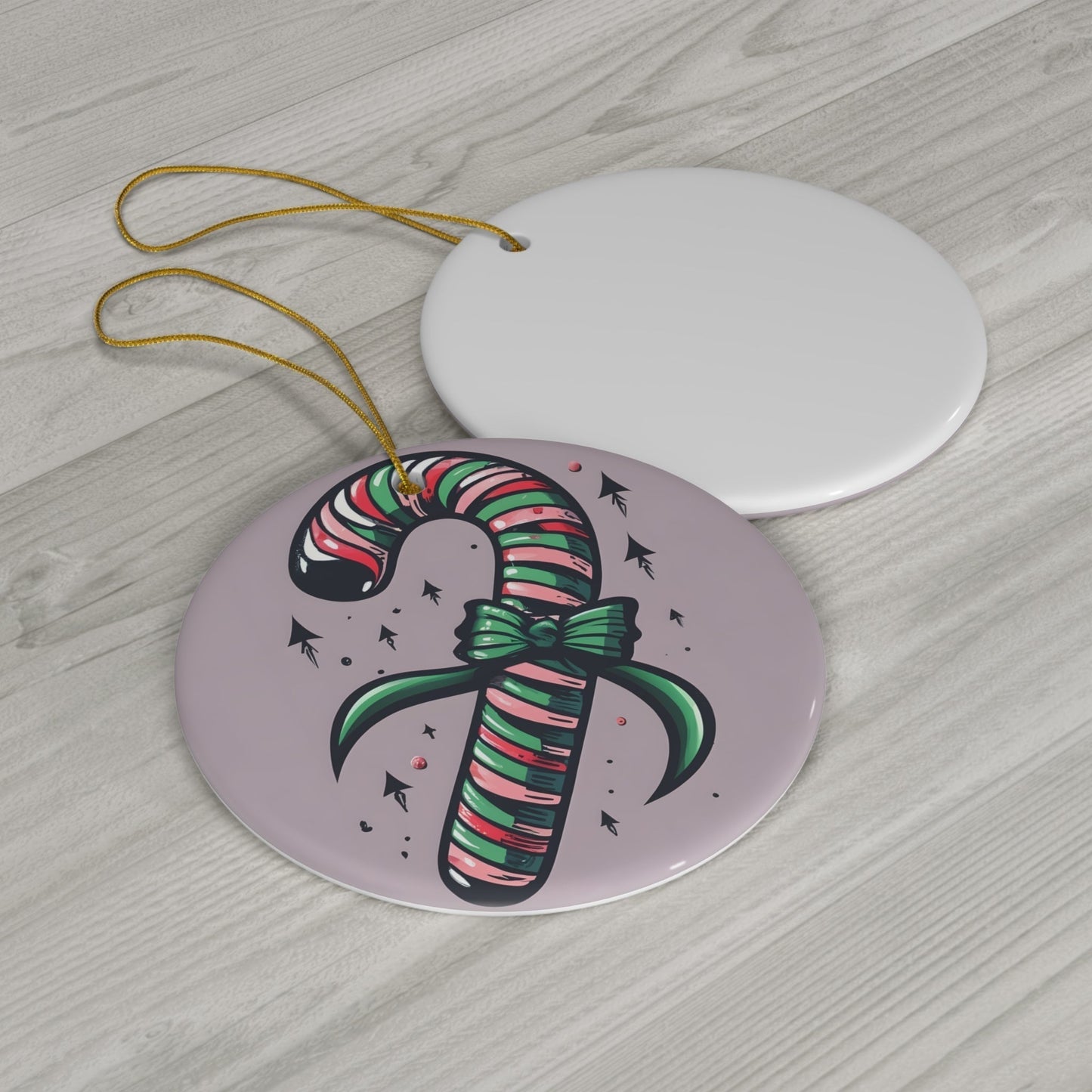 Dark Kult Candy Cane Ceramic Ornament, 4 Shapes Verdine Daniels