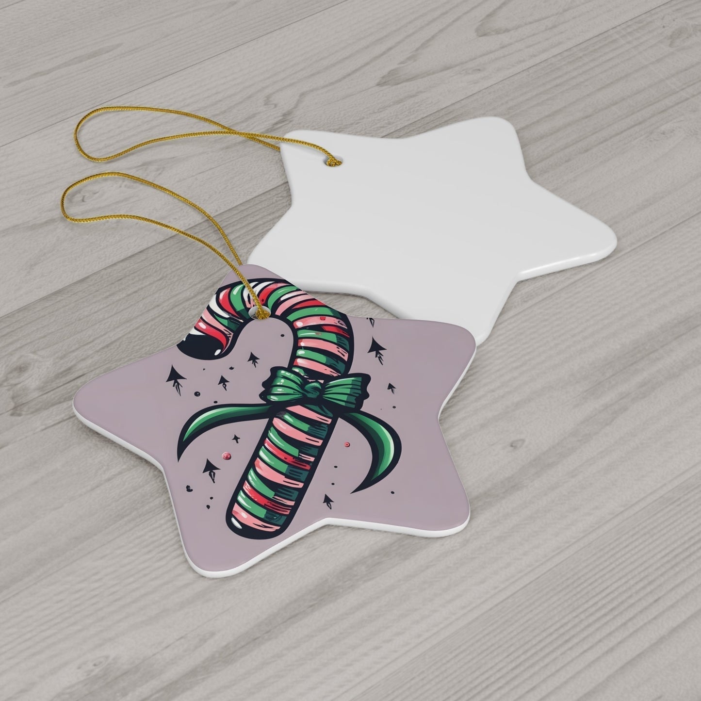 Dark Kult Candy Cane Ceramic Ornament, 4 Shapes Verdine Daniels