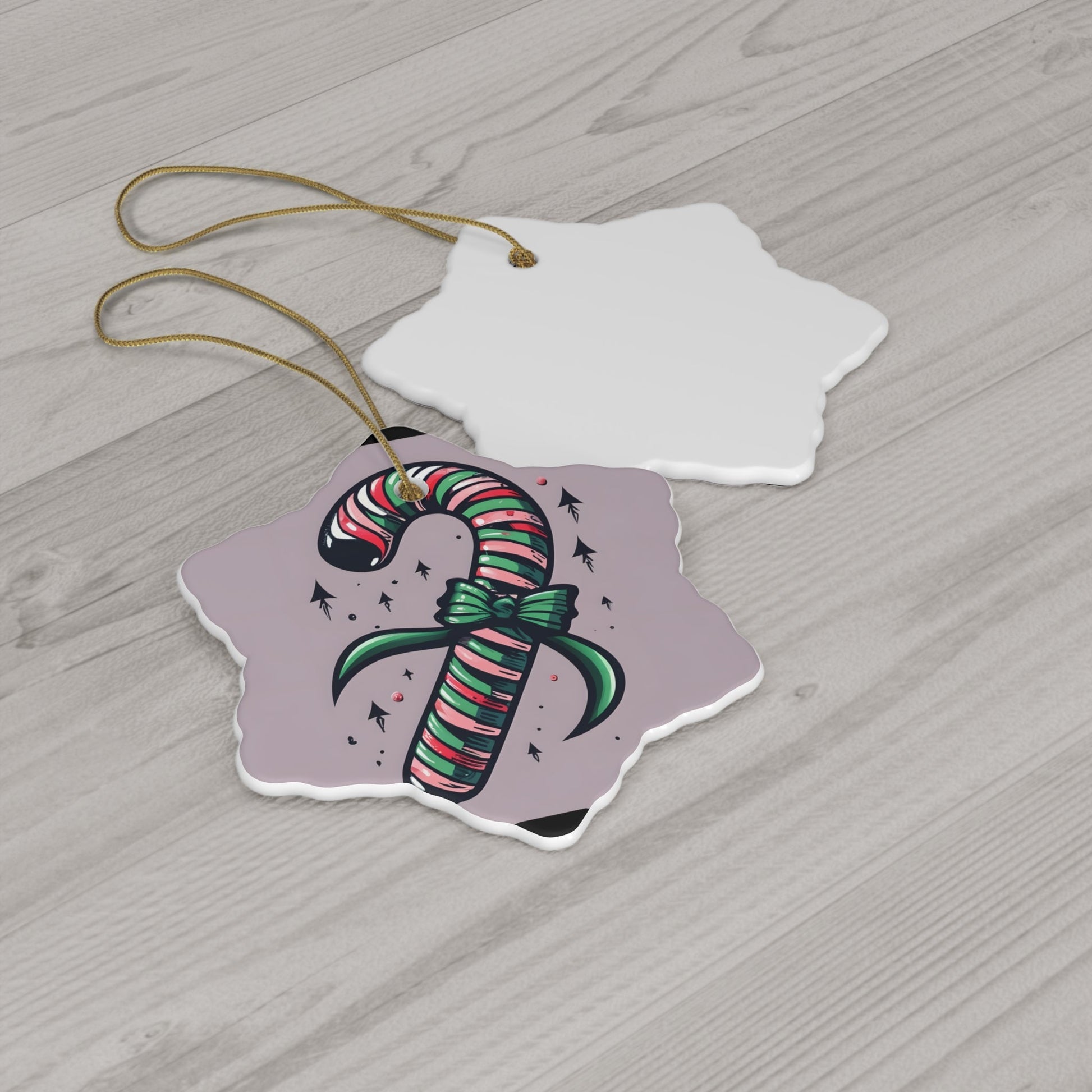 Dark Kult Candy Cane Ceramic Ornament, 4 Shapes Verdine Daniels