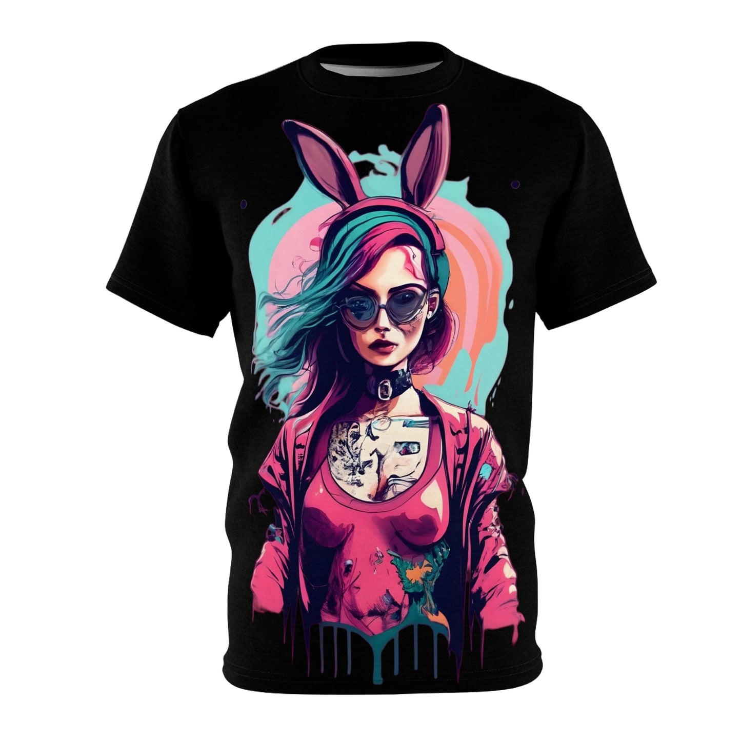 Dark Kult Cyberpunk Bunny Girl Unisex Cut & Sew Tee Verdine Daniels