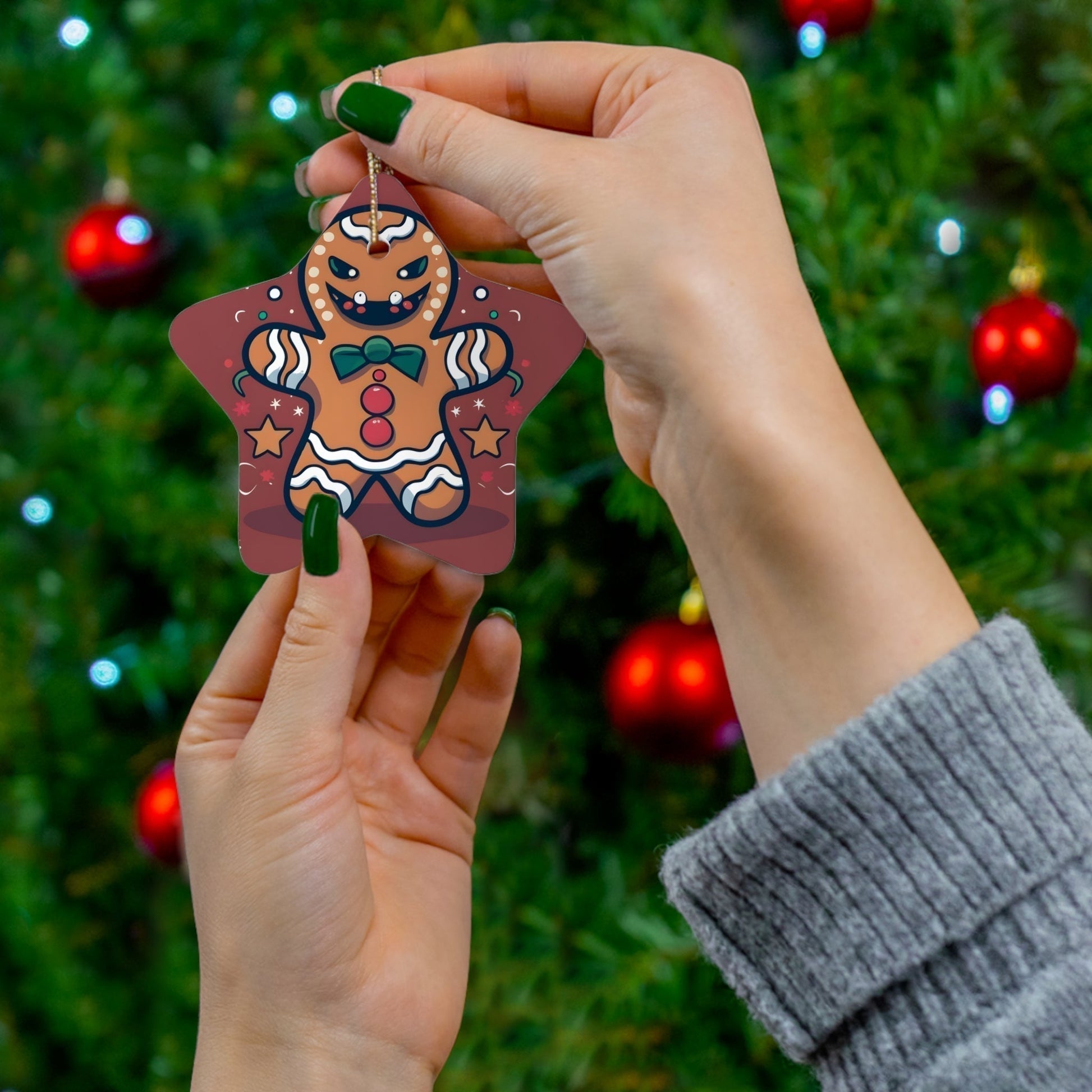 Dark Kult Evil Gingerbread Man Ceramic Ornament, 4 Shapes Verdine Daniels