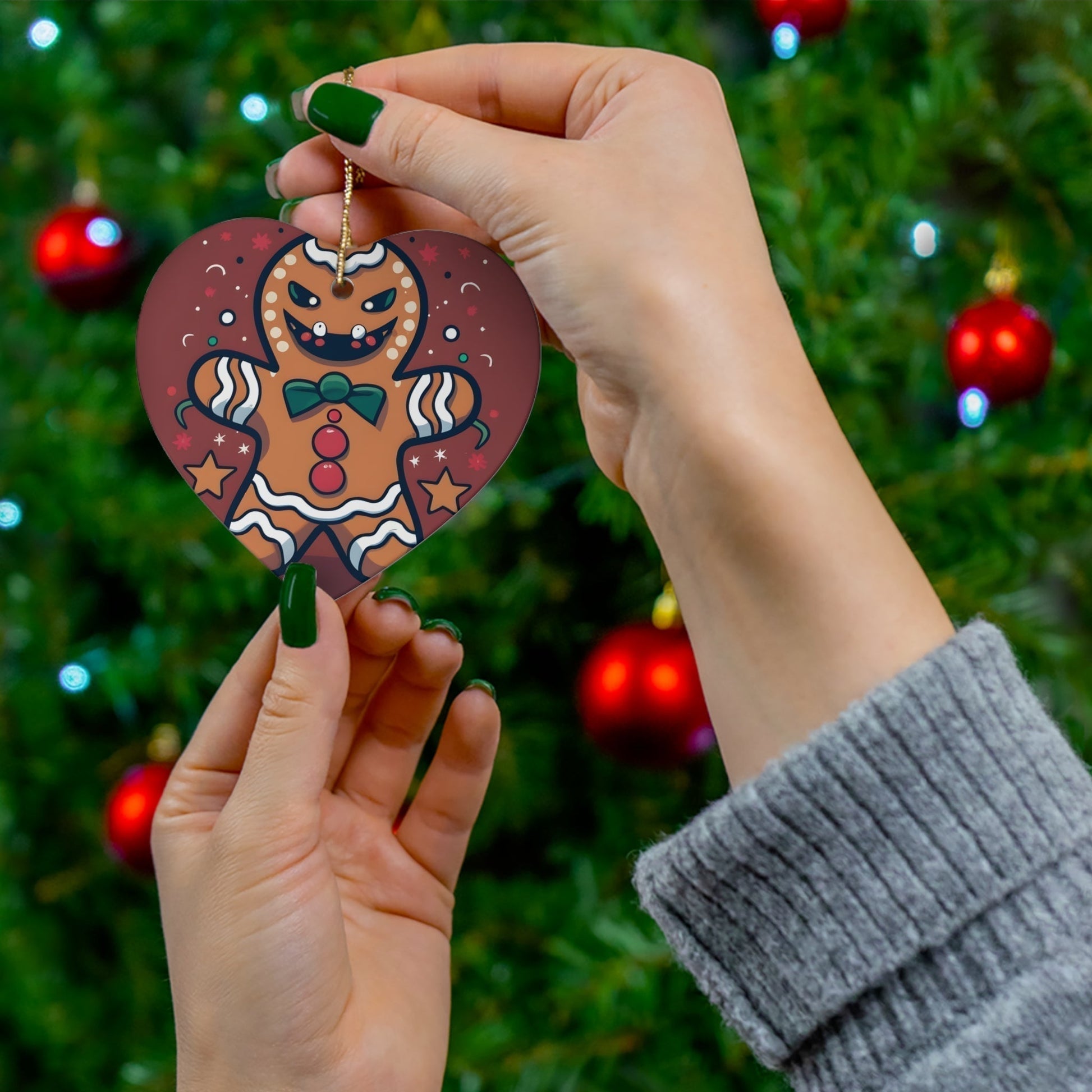 Dark Kult Evil Gingerbread Man Ceramic Ornament, 4 Shapes Verdine Daniels