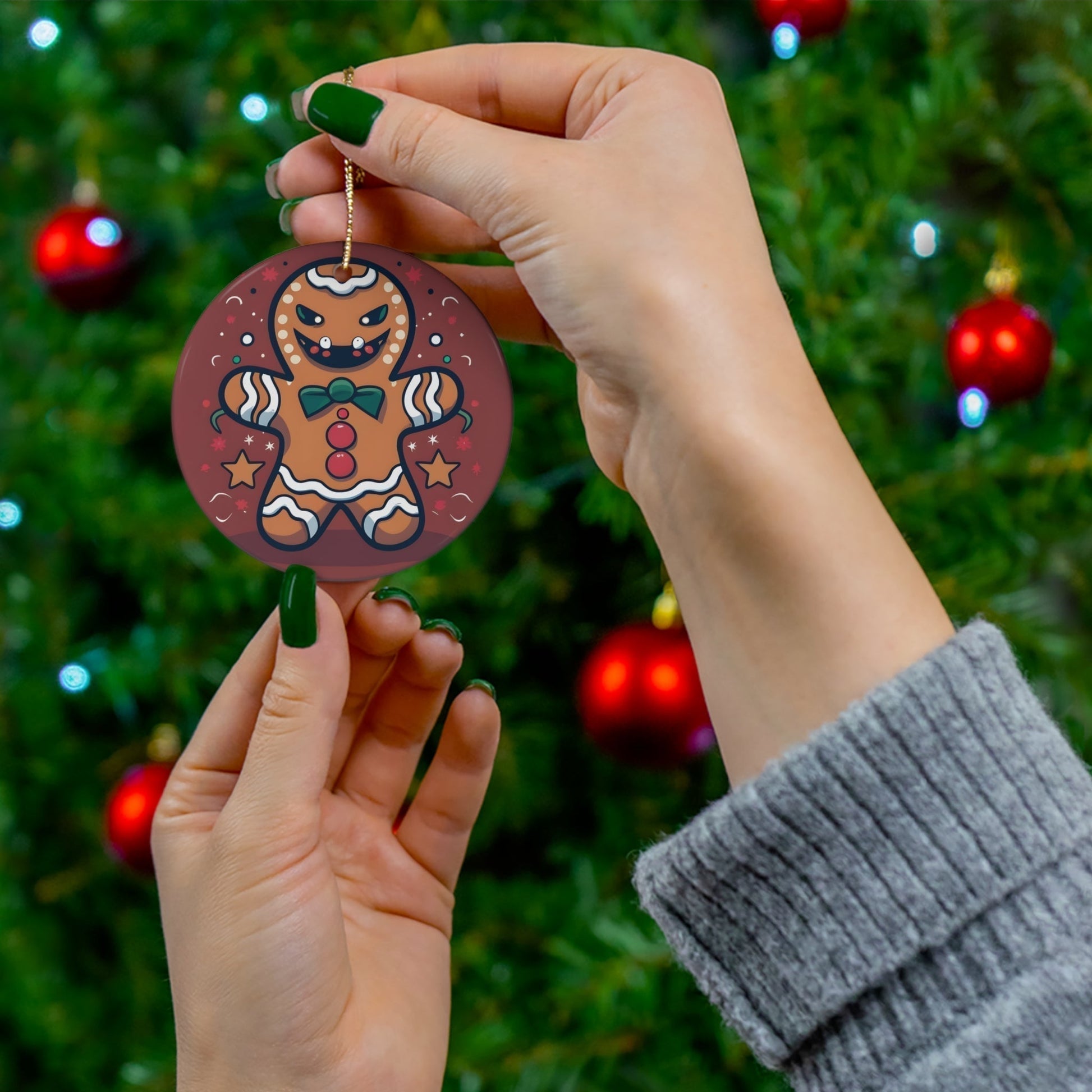 Dark Kult Evil Gingerbread Man Ceramic Ornament, 4 Shapes Verdine Daniels