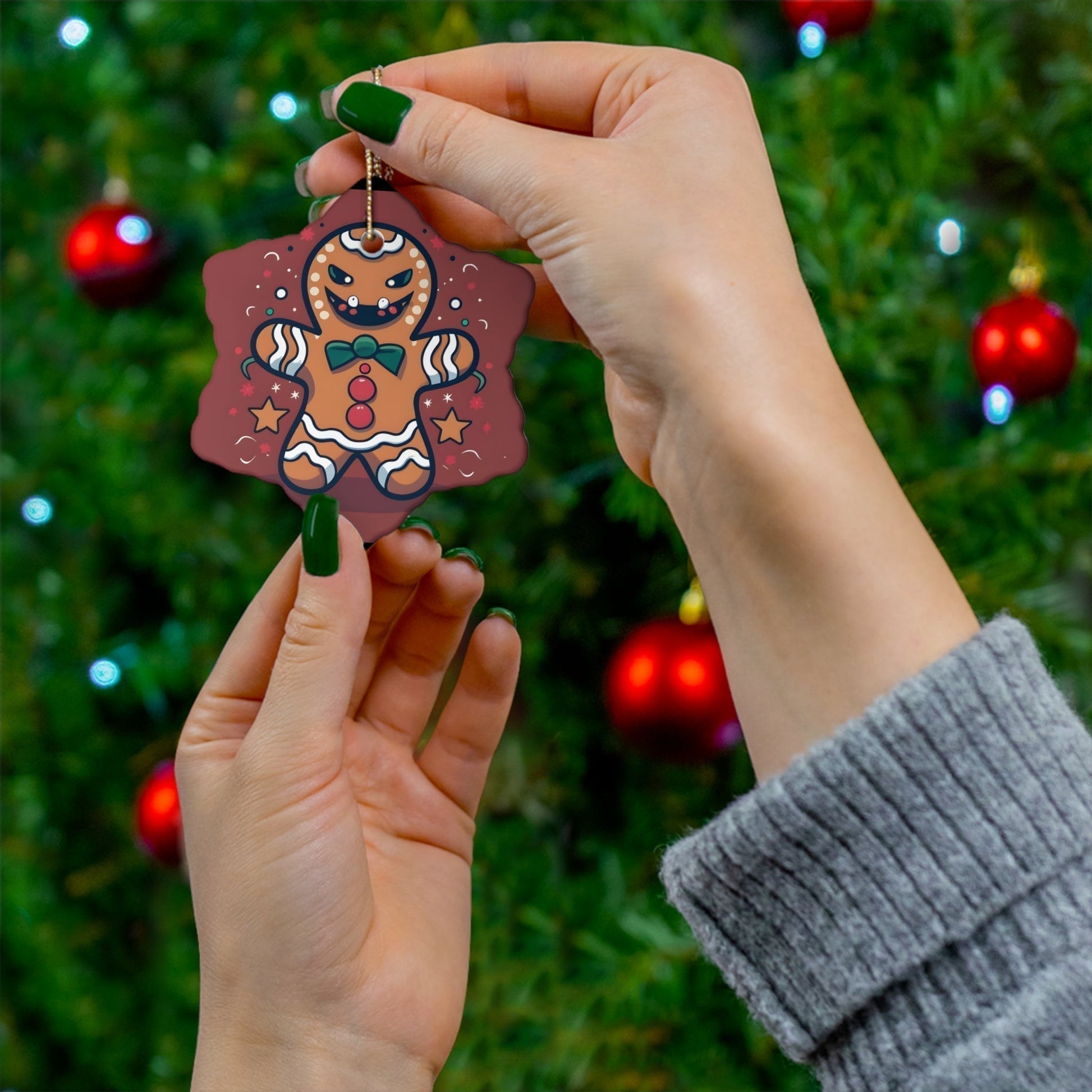 Dark Kult Evil Gingerbread Man Ceramic Ornament, 4 Shapes Verdine Daniels