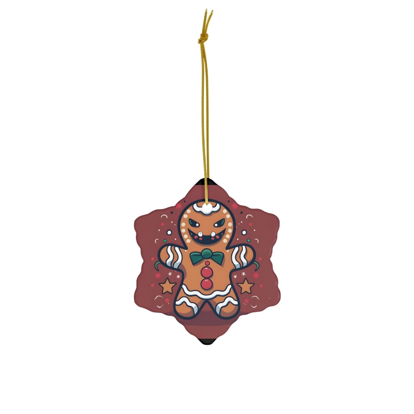 Dark Kult Evil Gingerbread Man Ceramic Ornament, 4 Shapes Verdine Daniels