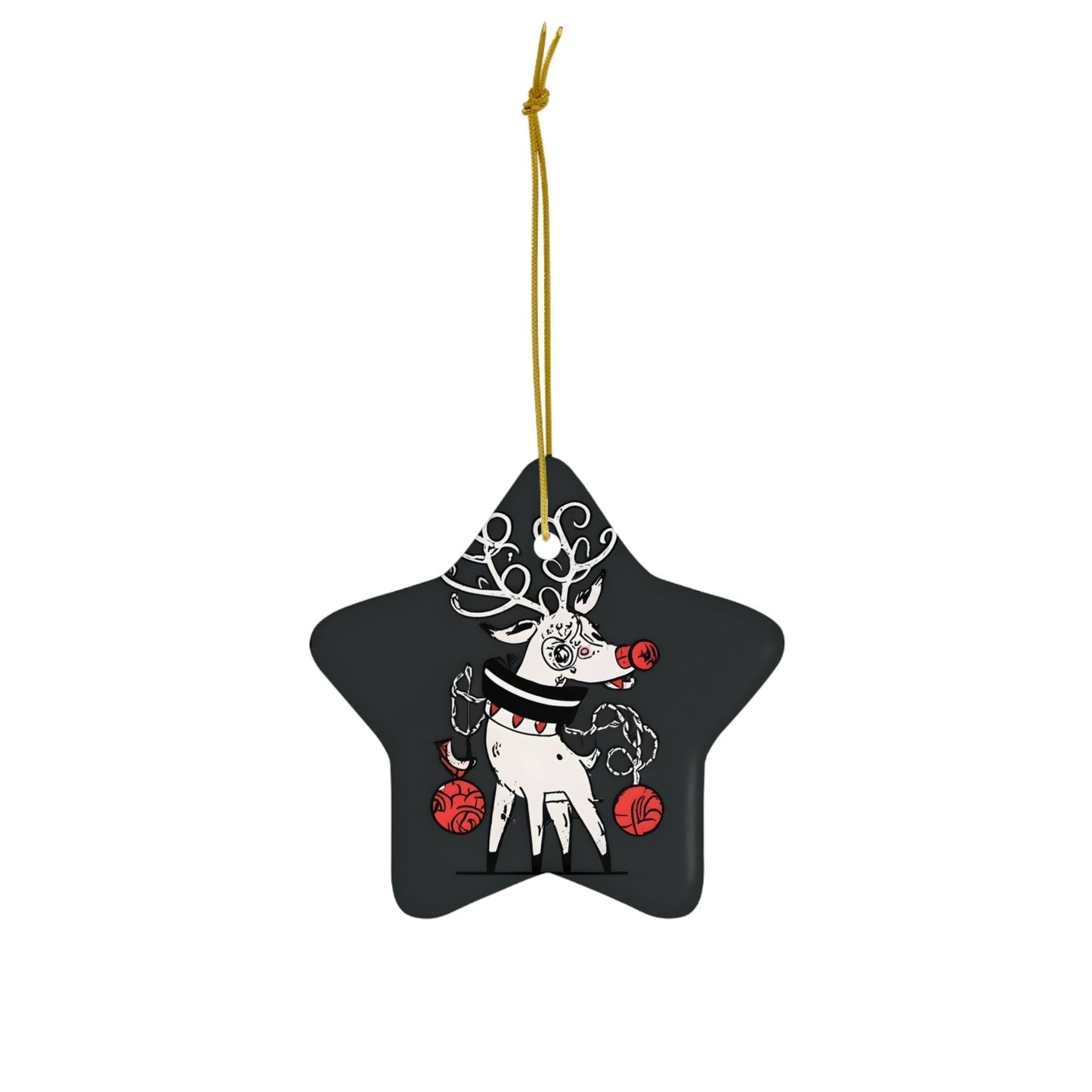 Dark Kult Evil Reindeer Ceramic Ornament, 4 Shapes Verdine Daniels
