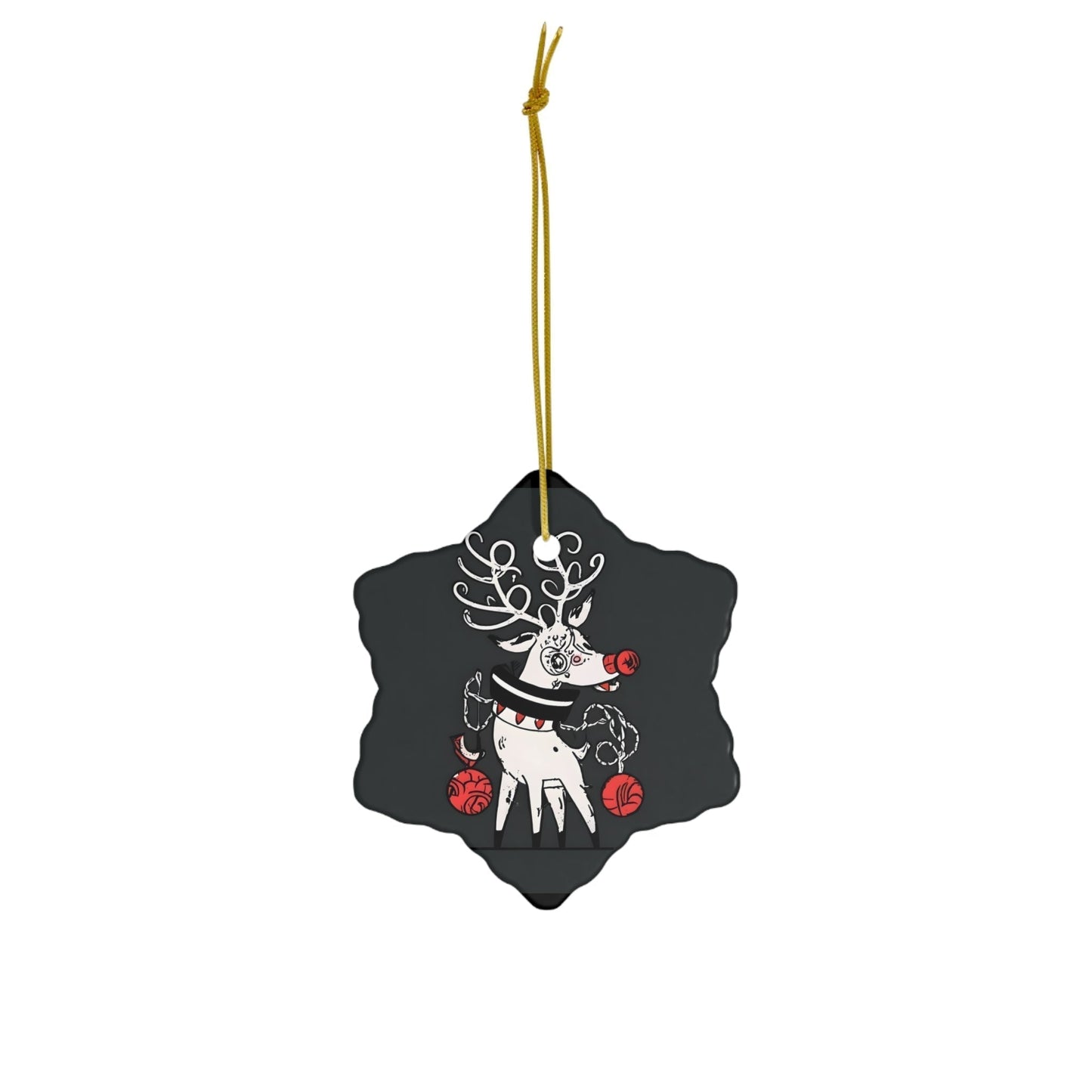 Dark Kult Evil Reindeer Ceramic Ornament, 4 Shapes Verdine Daniels