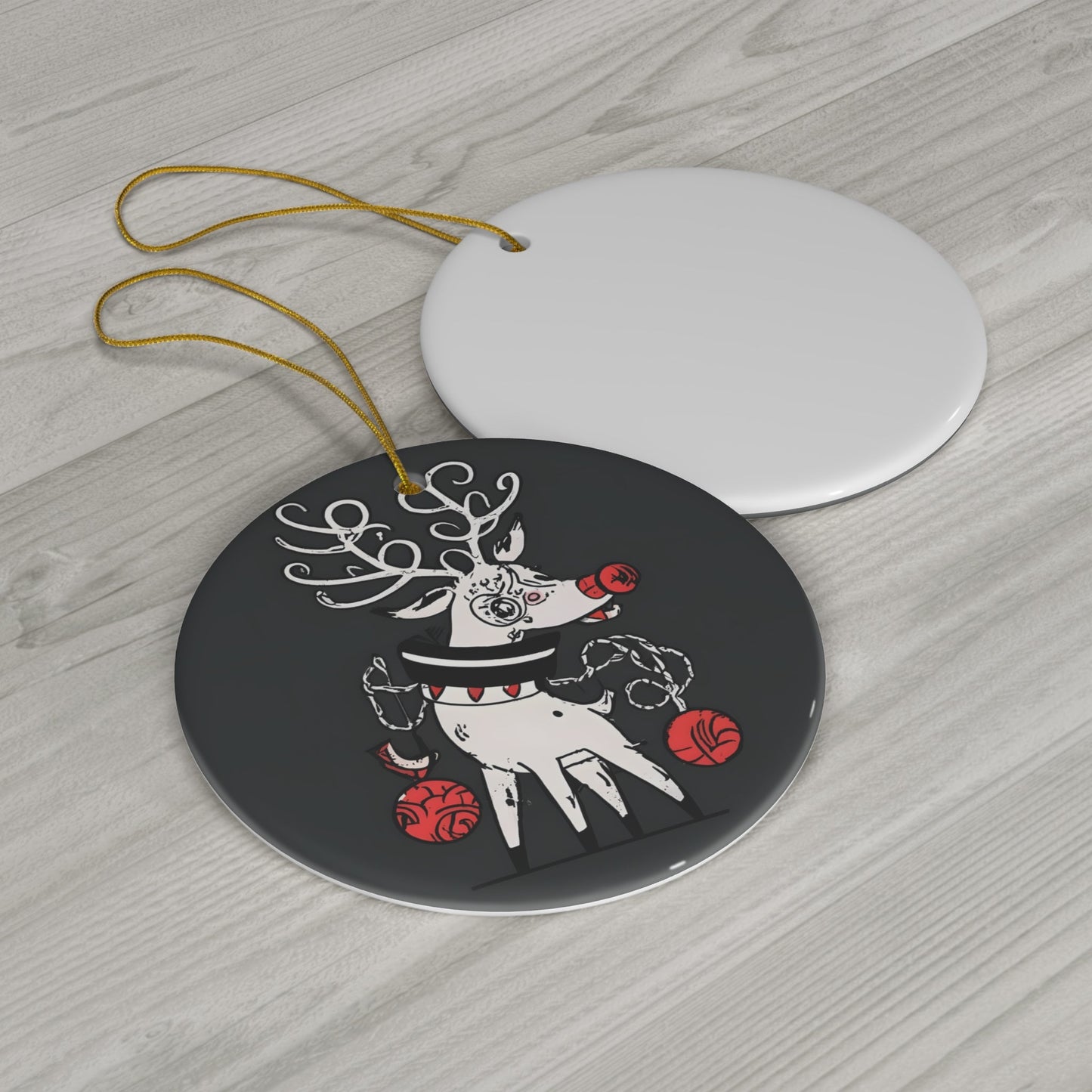Dark Kult Evil Reindeer Ceramic Ornament, 4 Shapes Verdine Daniels