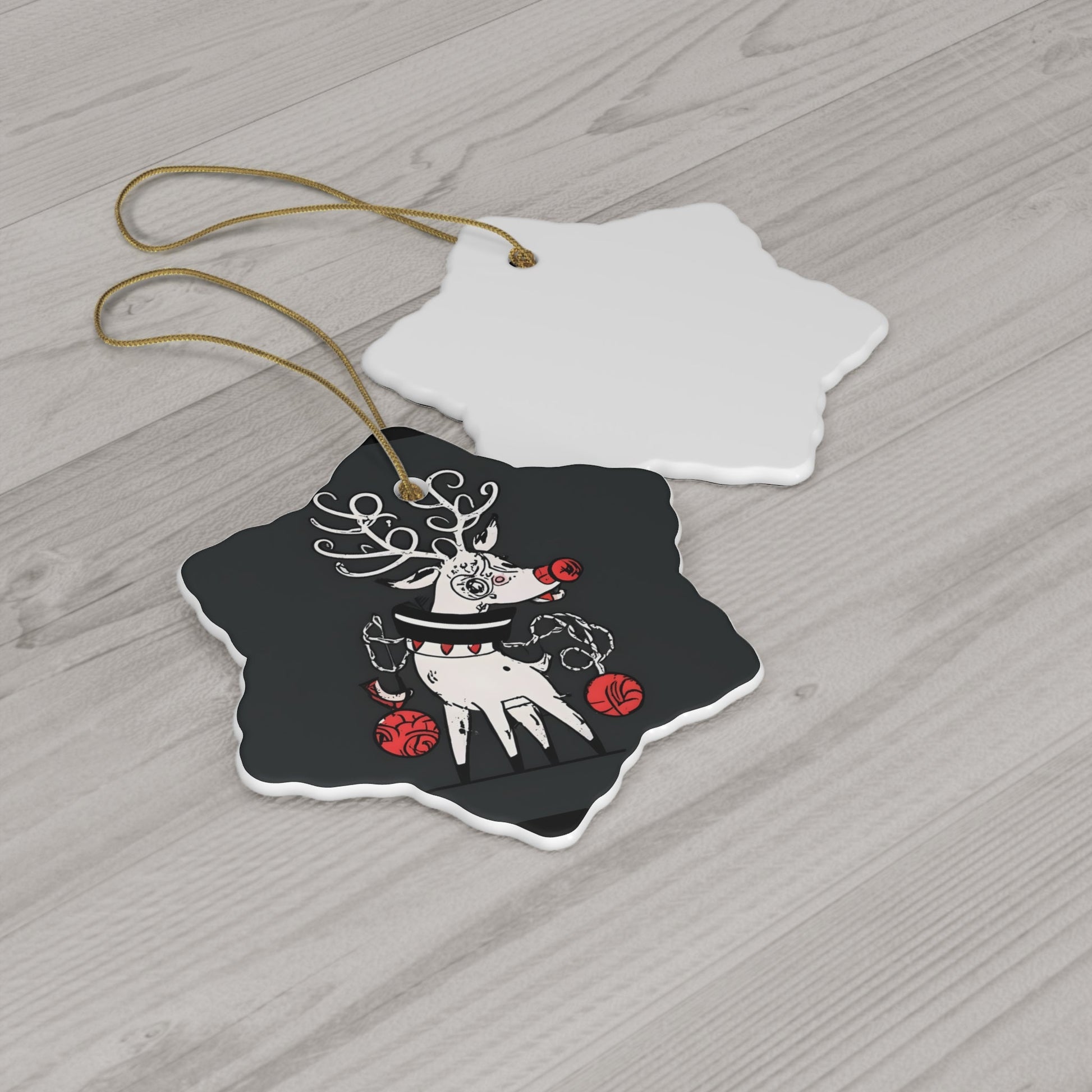 Dark Kult Evil Reindeer Ceramic Ornament, 4 Shapes Verdine Daniels