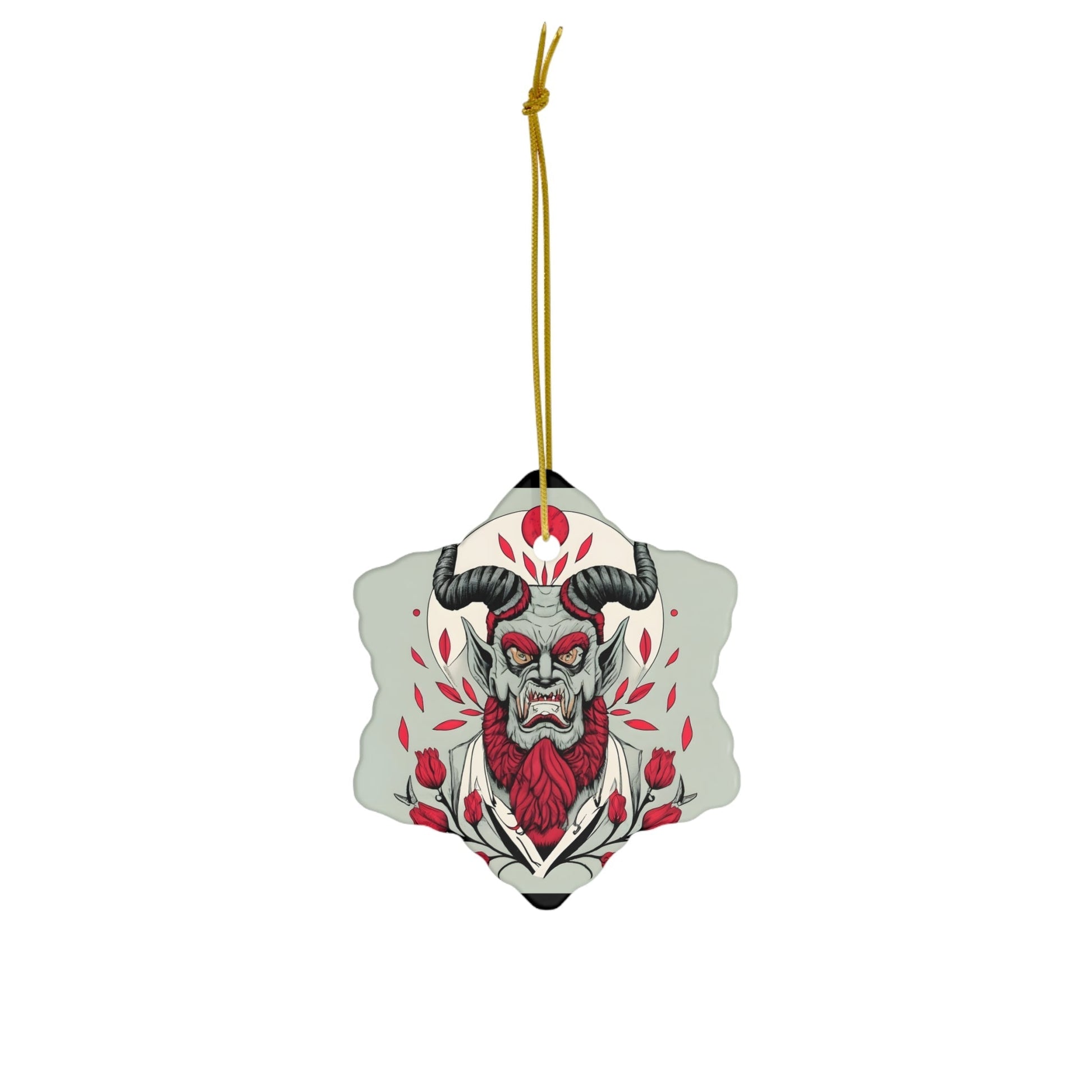 Dark Kult Krampus with Roses Ceramic Ornament, 4 Shapes Verdine Daniels