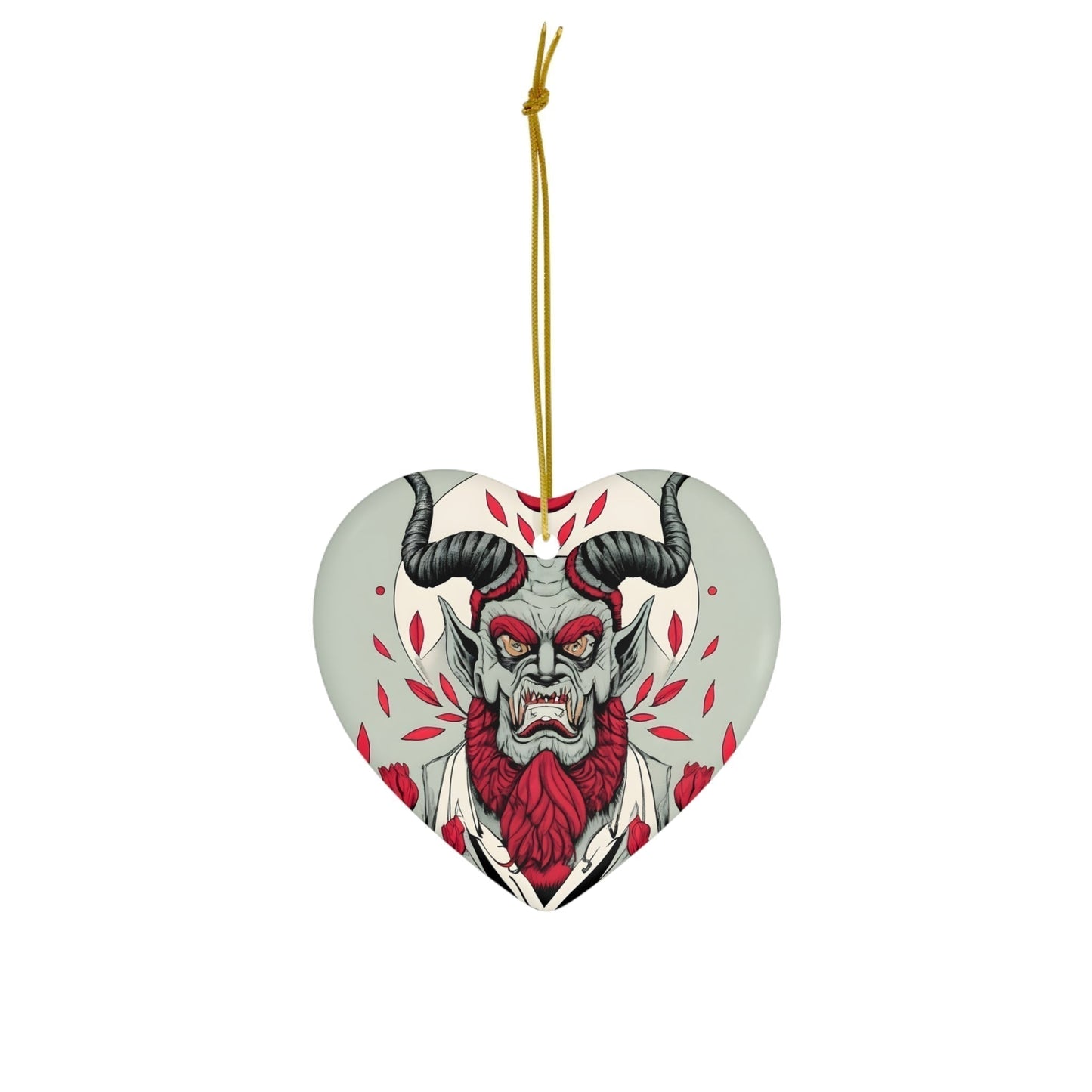 Dark Kult Krampus with Roses Ceramic Ornament, 4 Shapes Verdine Daniels