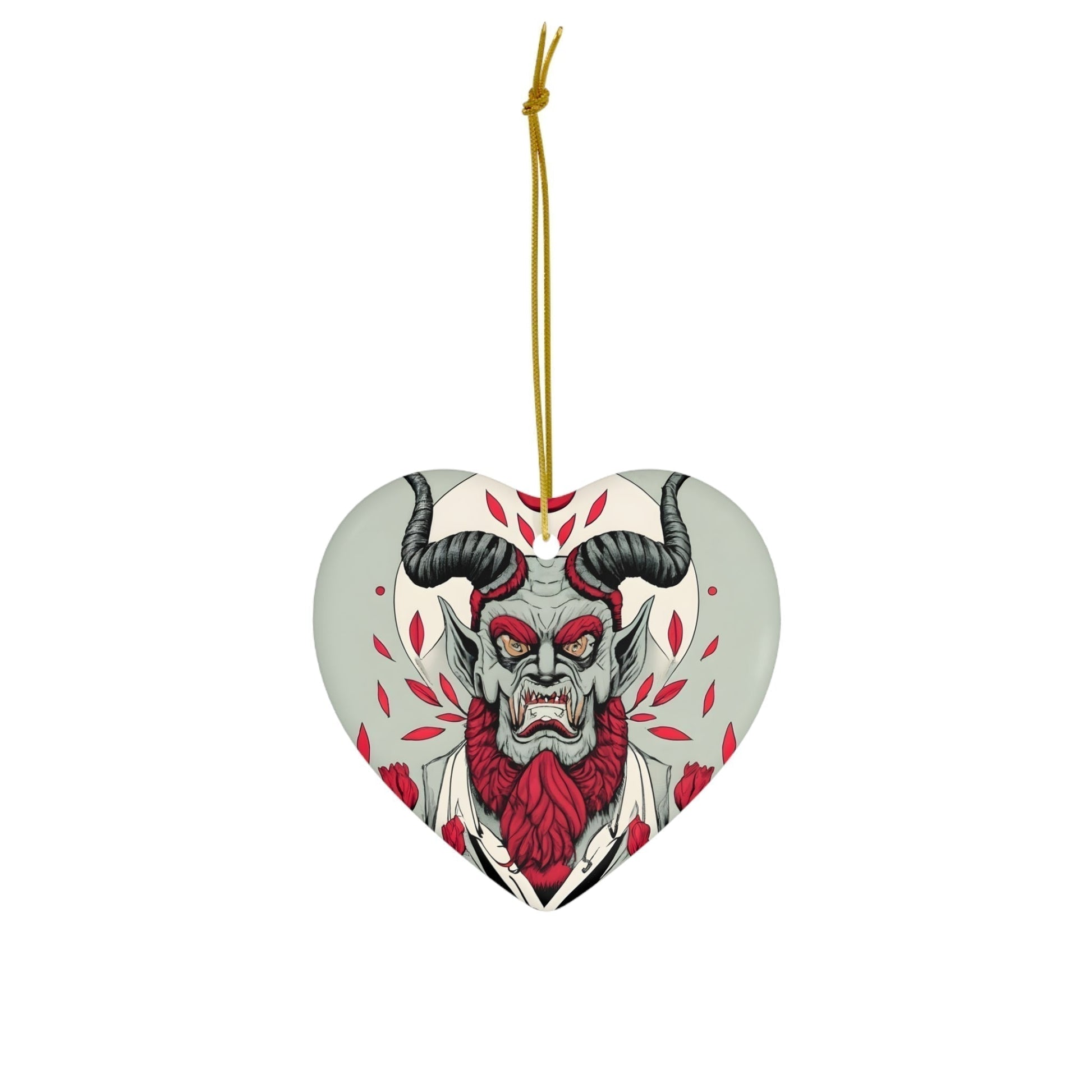 Dark Kult Krampus with Roses Ceramic Ornament, 4 Shapes Verdine Daniels
