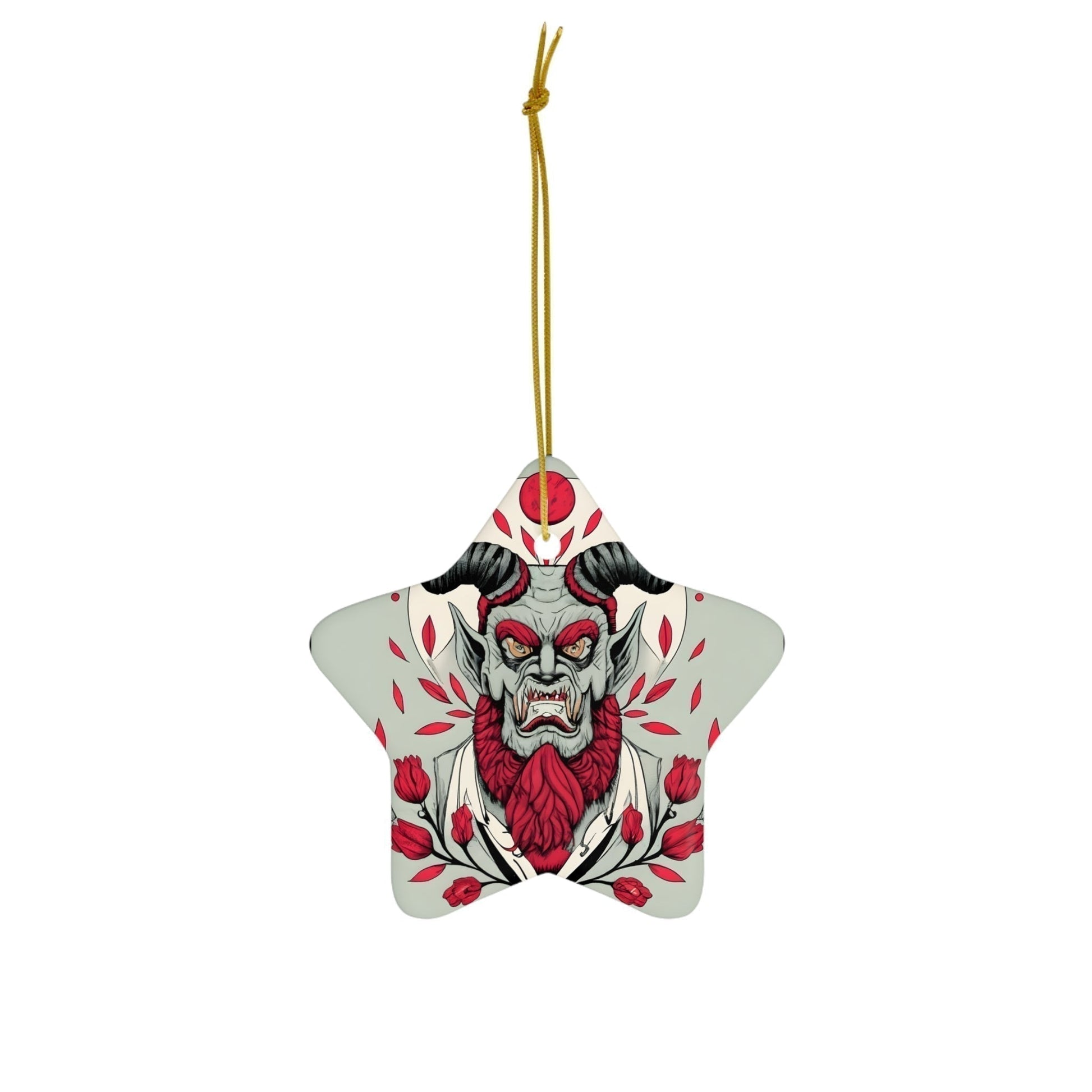 Dark Kult Krampus with Roses Ceramic Ornament, 4 Shapes Verdine Daniels