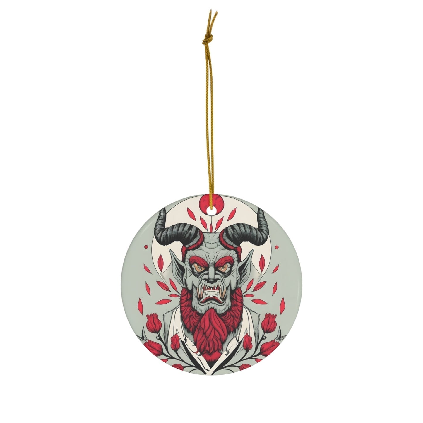 Dark Kult Krampus with Roses Ceramic Ornament, 4 Shapes Verdine Daniels