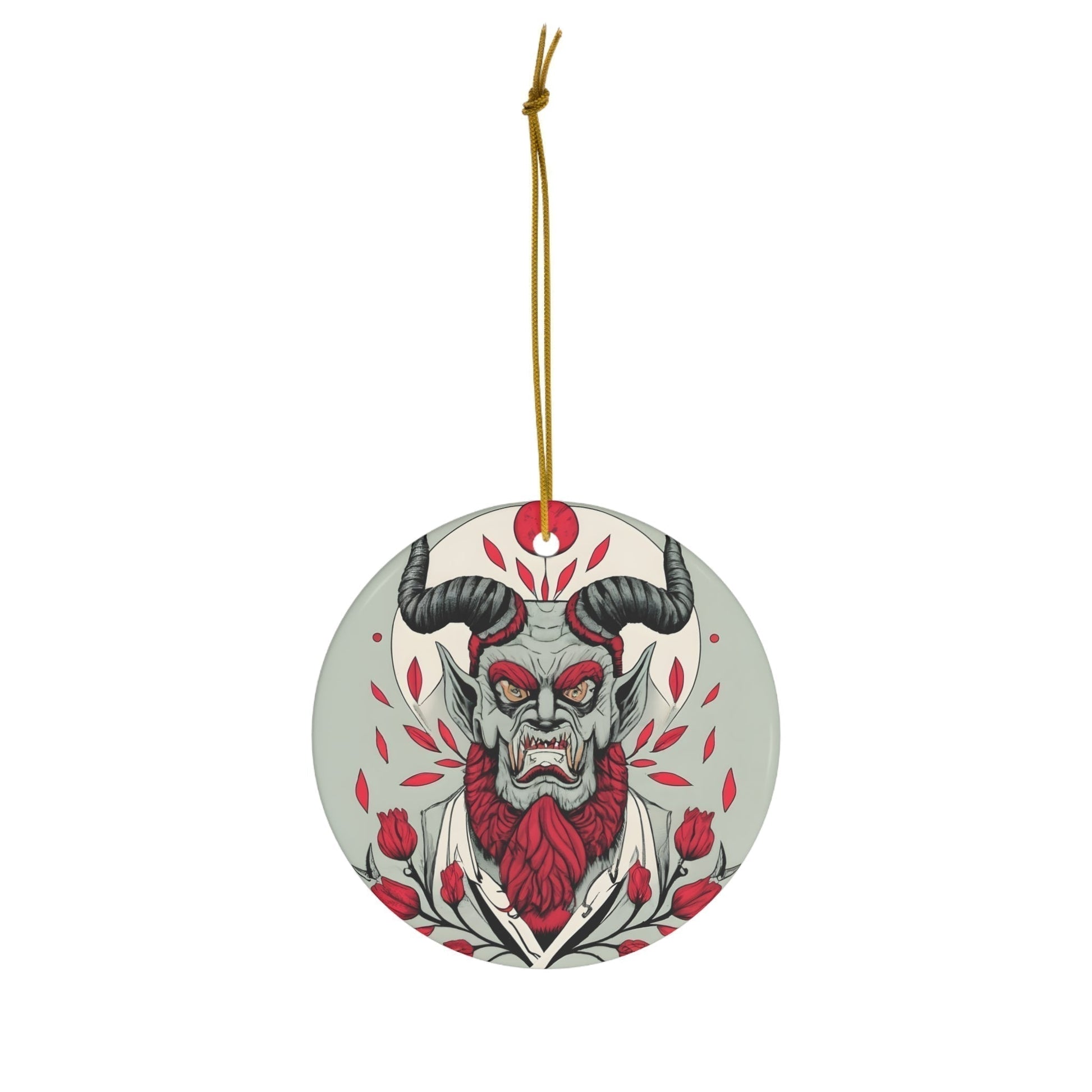 Dark Kult Krampus with Roses Ceramic Ornament, 4 Shapes Verdine Daniels