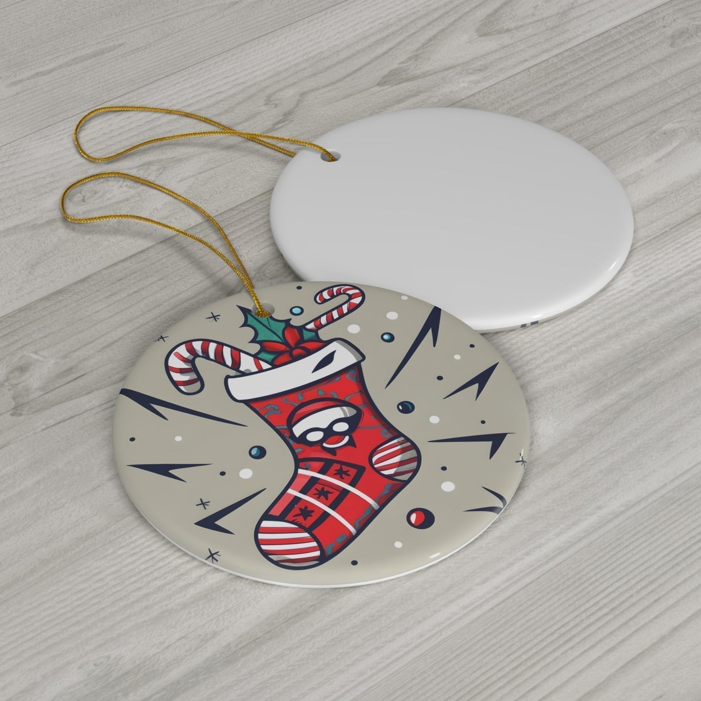 Dark Kult Mimic Christmas Stocking Ceramic Ornament, 4 Shapes Verdine Daniels