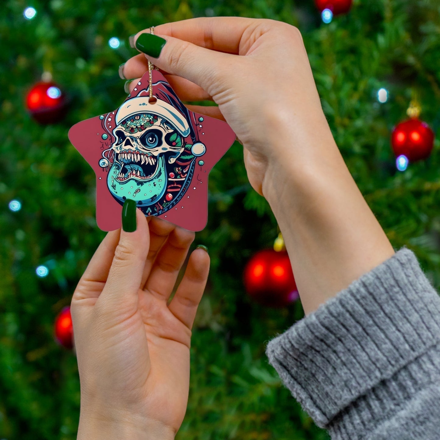 Dark Kult Skully Ceramic Ornament, 4 Shapes Verdine Daniels