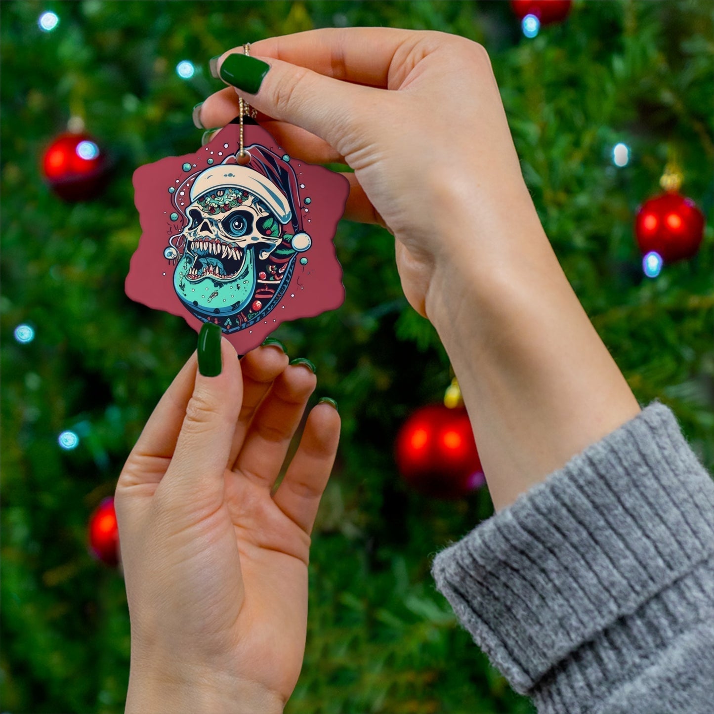 Dark Kult Skully Ceramic Ornament, 4 Shapes Verdine Daniels