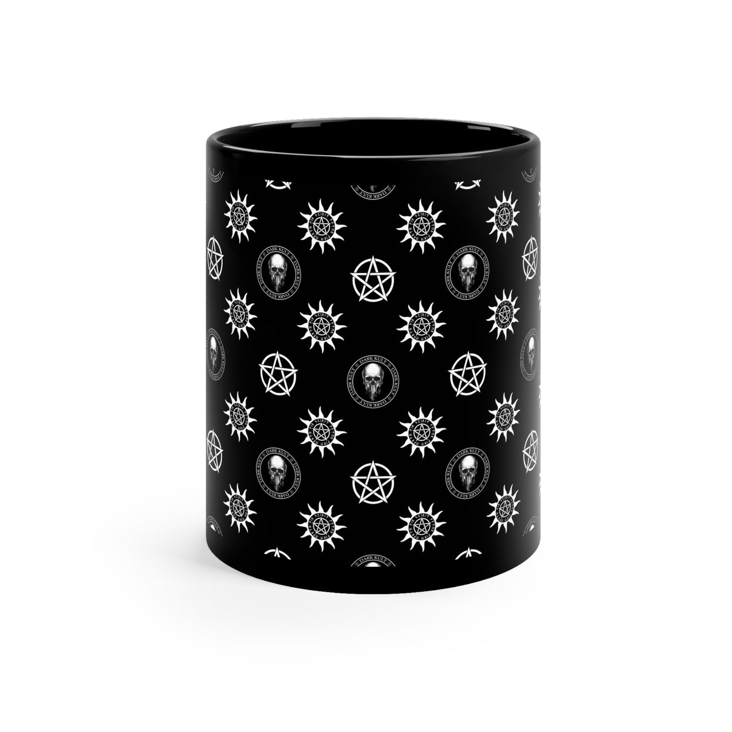 Dark Kult pattern 11oz Black Mug Verdine Daniels