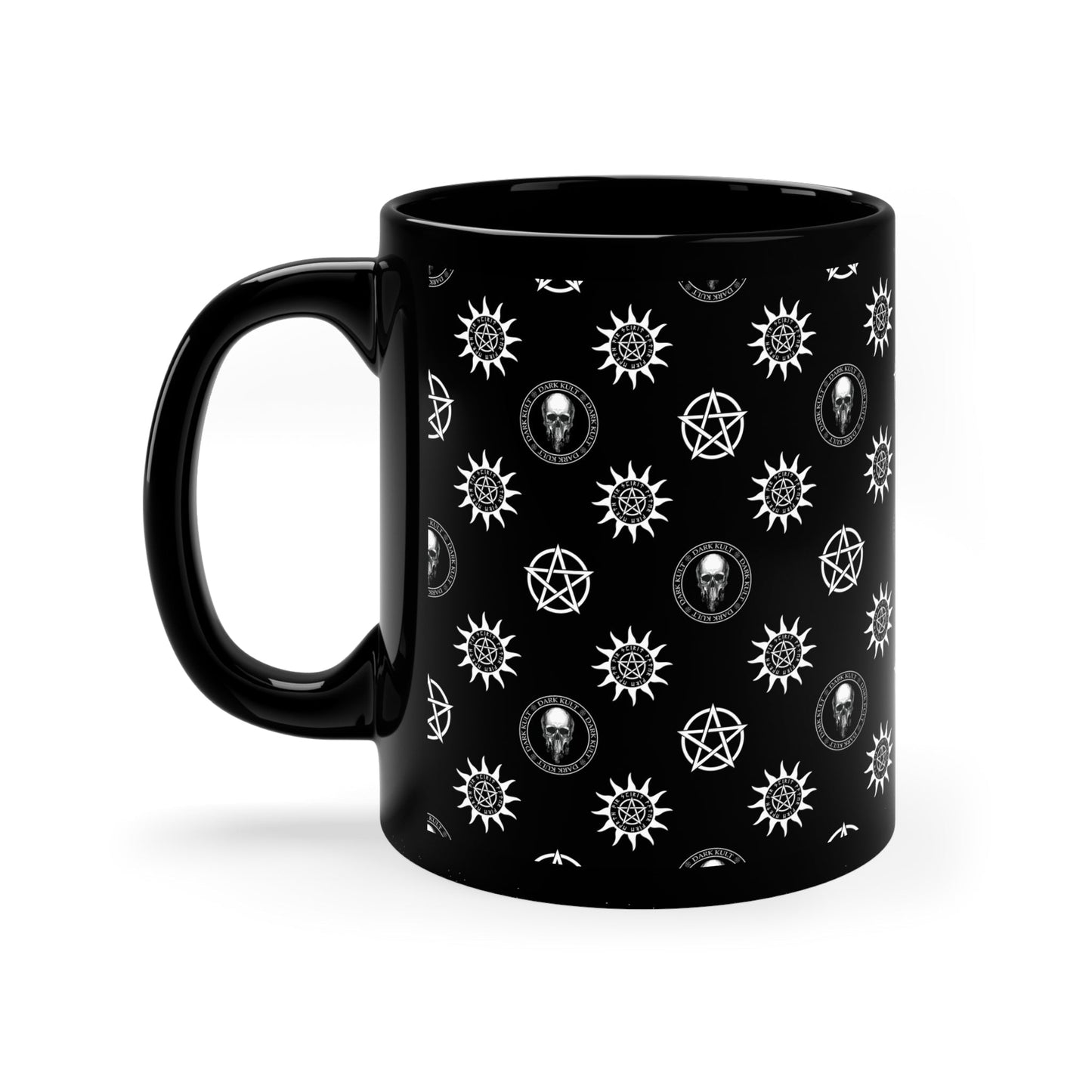 Dark Kult pattern 11oz Black Mug Verdine Daniels