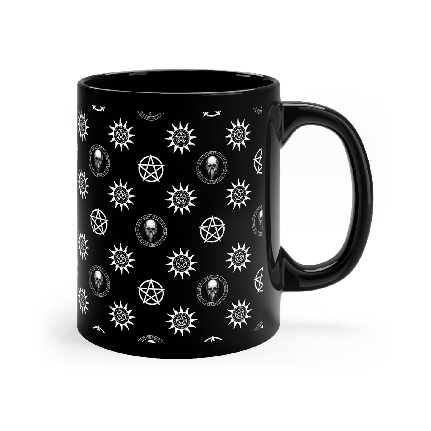 Dark Kult pattern 11oz Black Mug Verdine Daniels