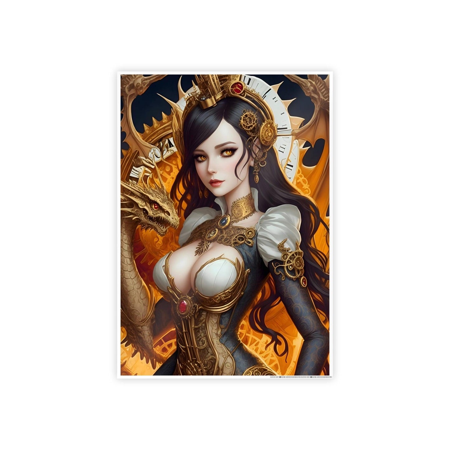 Golden Clockwork Dragon Gloss Posters Verdine Daniels